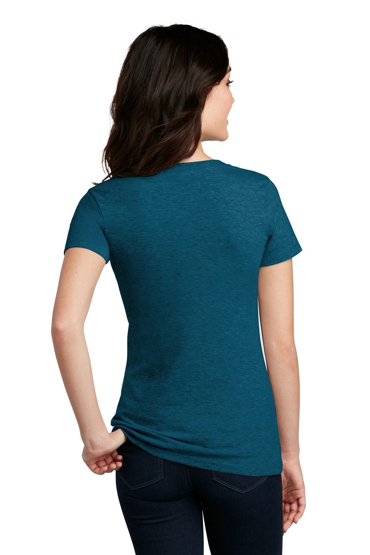 Dp Turqu Fleck District Women's Perfect Blend CVC V-Neck Tee. DM1190L