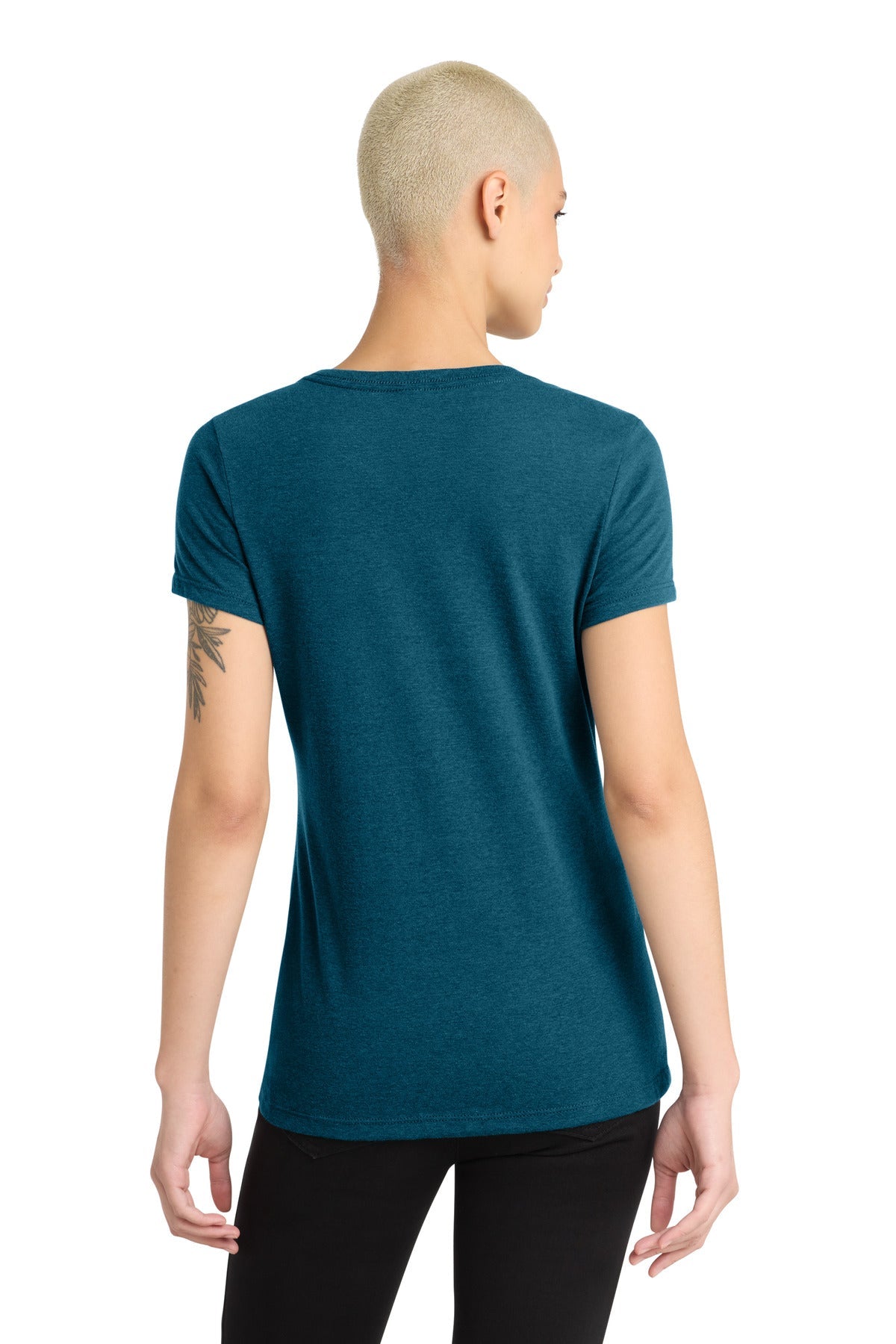 Dp Turqu Fleck District Women's Perfect Blend CVC V-Neck Tee. DM1190L