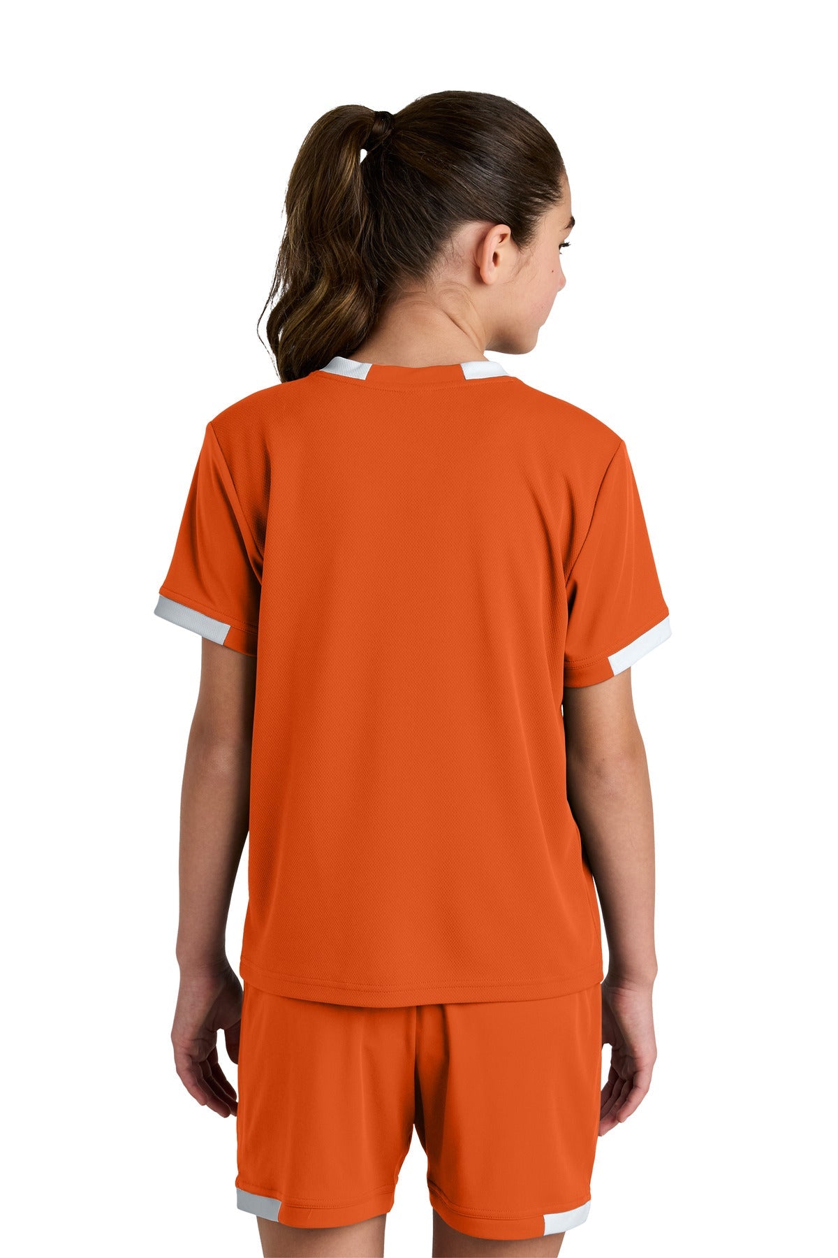 DpOr/White Sport-Tek Youth Club Short Sleeve Crew YST440