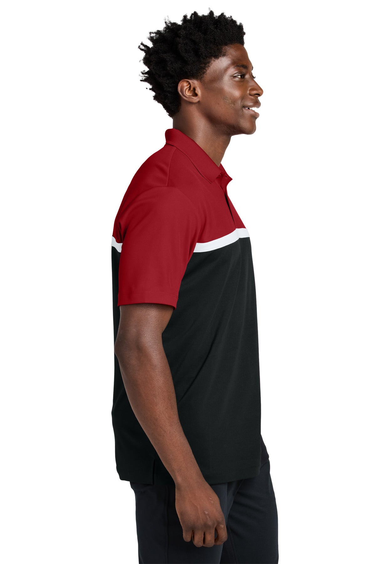 DpR/Bk/Wht Sport-Tek UV Micropique Colorblock Polo ST741