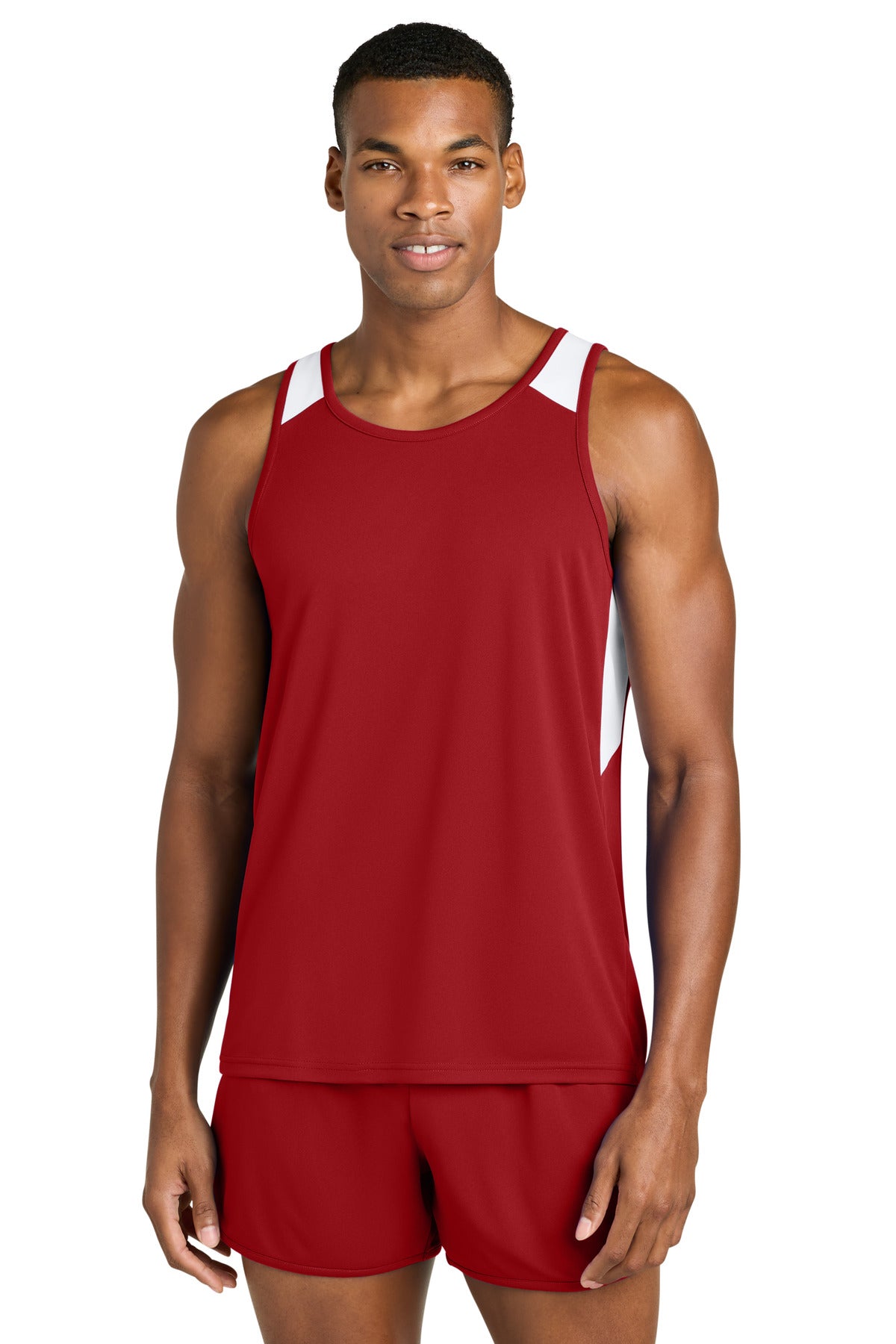 DpRd/Wht Sport-Tek Club Track Tank ST446