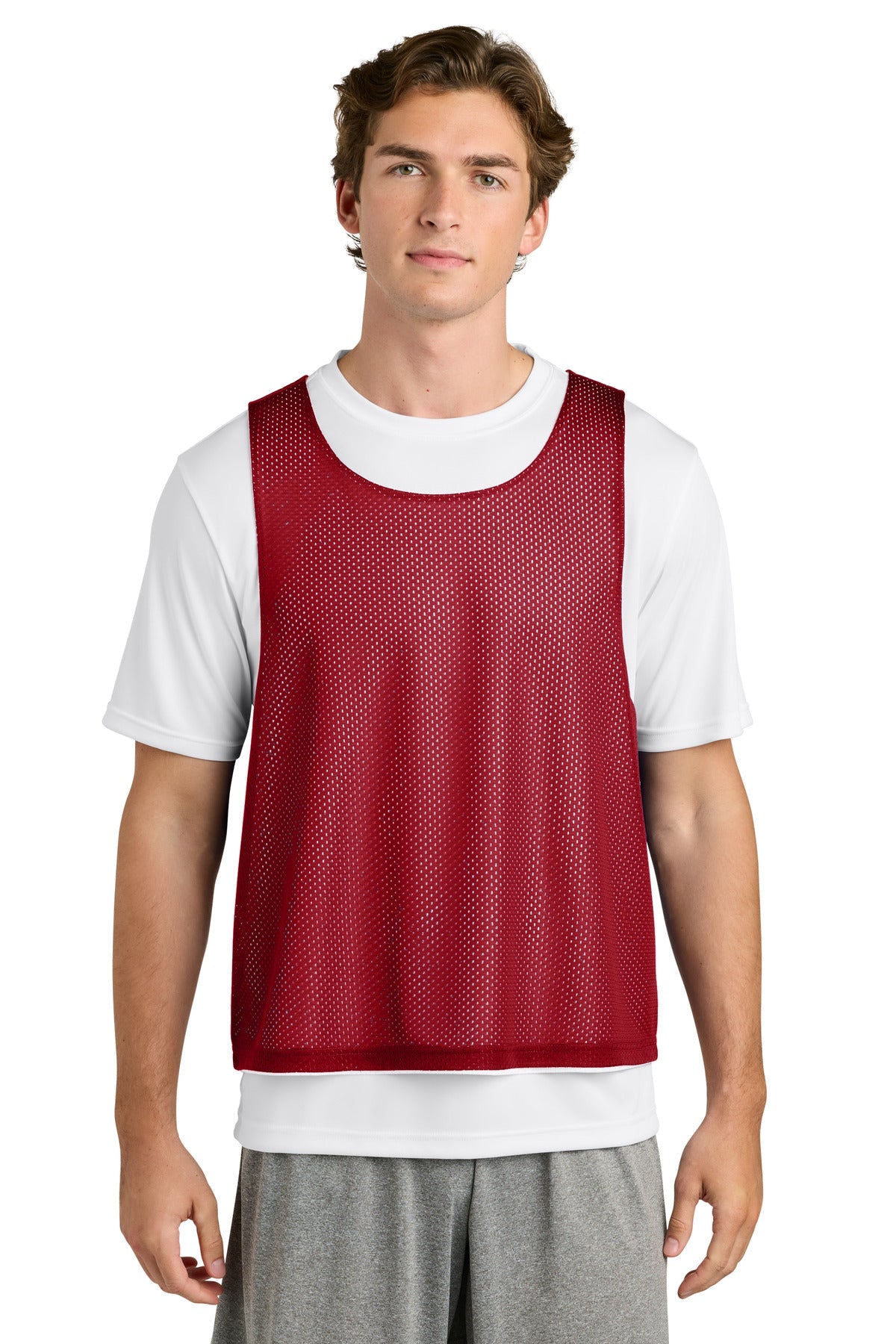 DpRd/Wht Sport-Tek Lacrosse Reversible Pinnie ST512