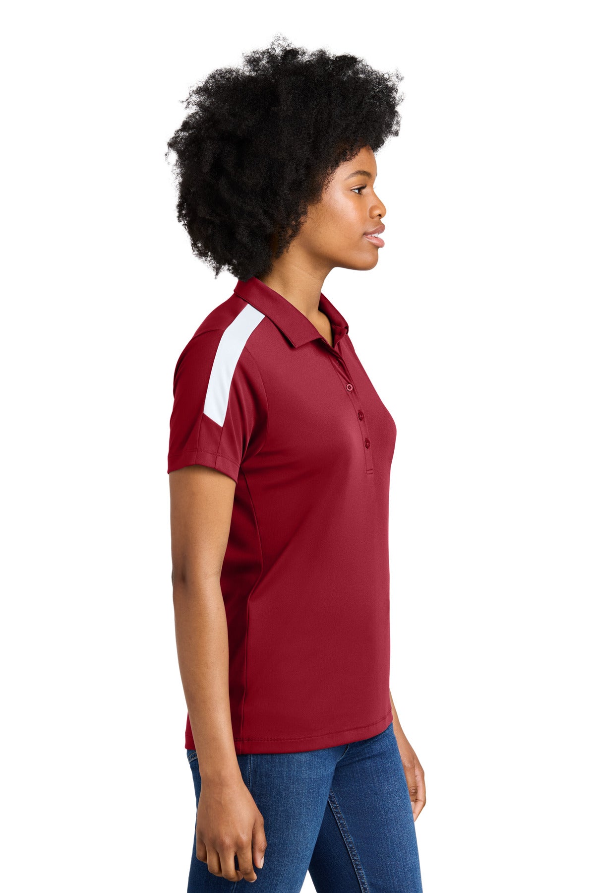 DpRd/Wht Sport-Tek Women's Competitor United Polo LST104