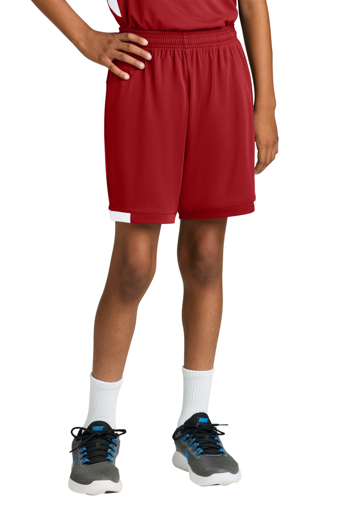 DpRd/Wht Sport-Tek Youth Club 5" Short YST4420