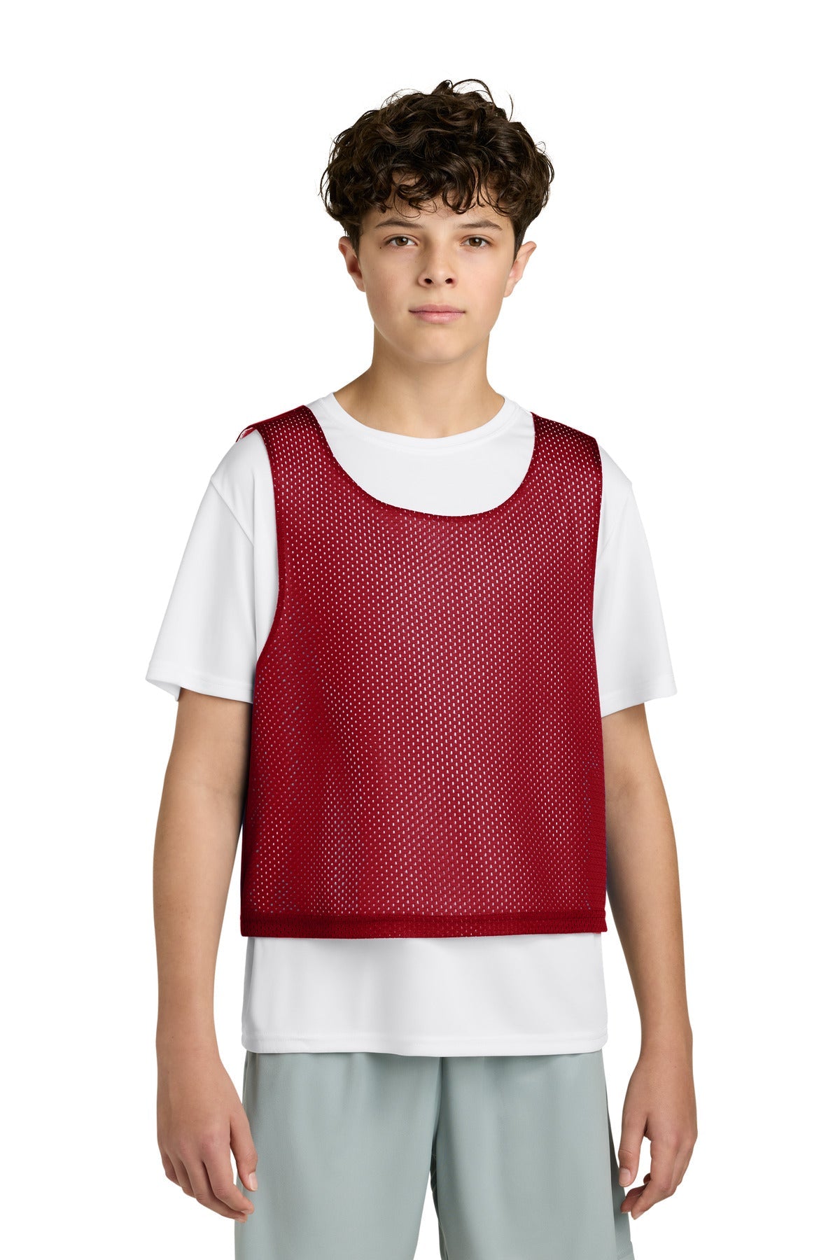 DpRd/Wht Sport-Tek Youth Lacrosse Reversible Pinnie YST512