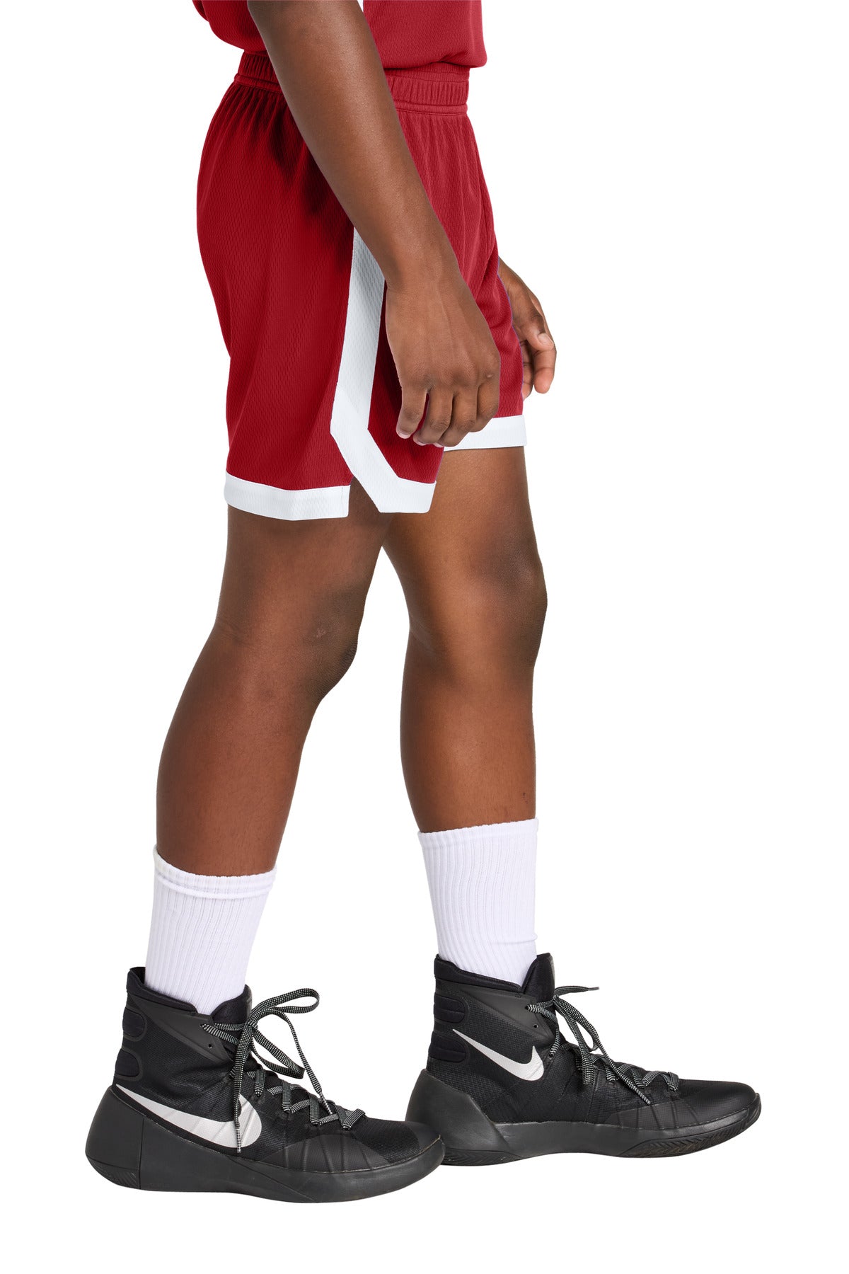 DpRd/Wht Sport-Tek Youth Rival Basketball 5" Short YST901
