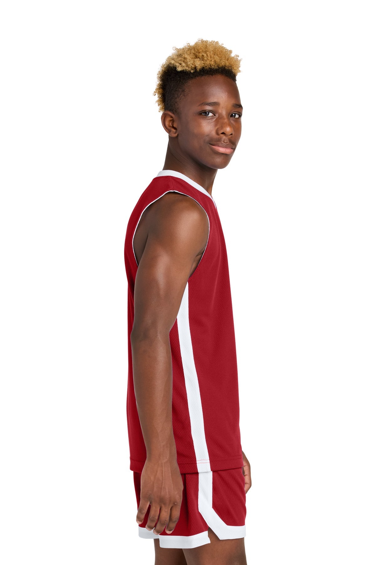 DpRd/Wht Sport-Tek Youth Rival Basketball Rev Jersey YST900