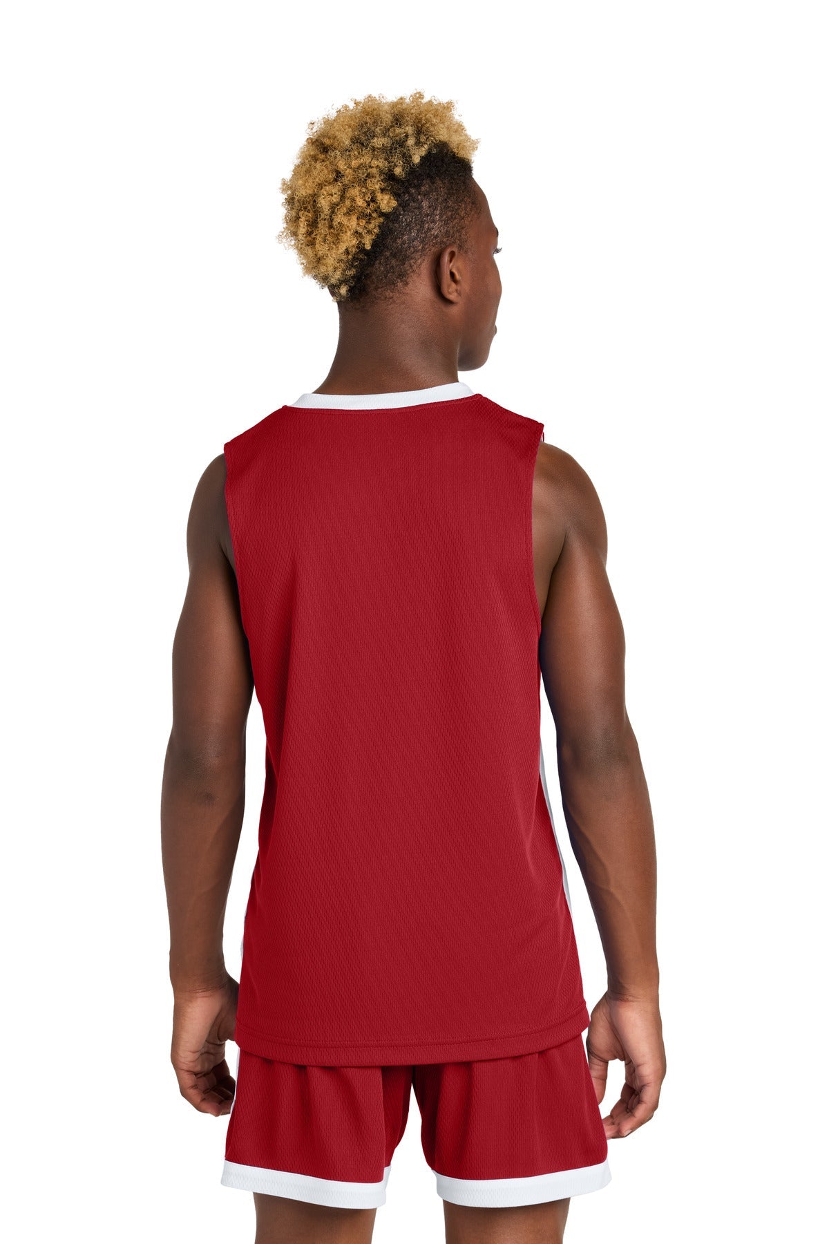 DpRd/Wht Sport-Tek Youth Rival Basketball Rev Jersey YST900