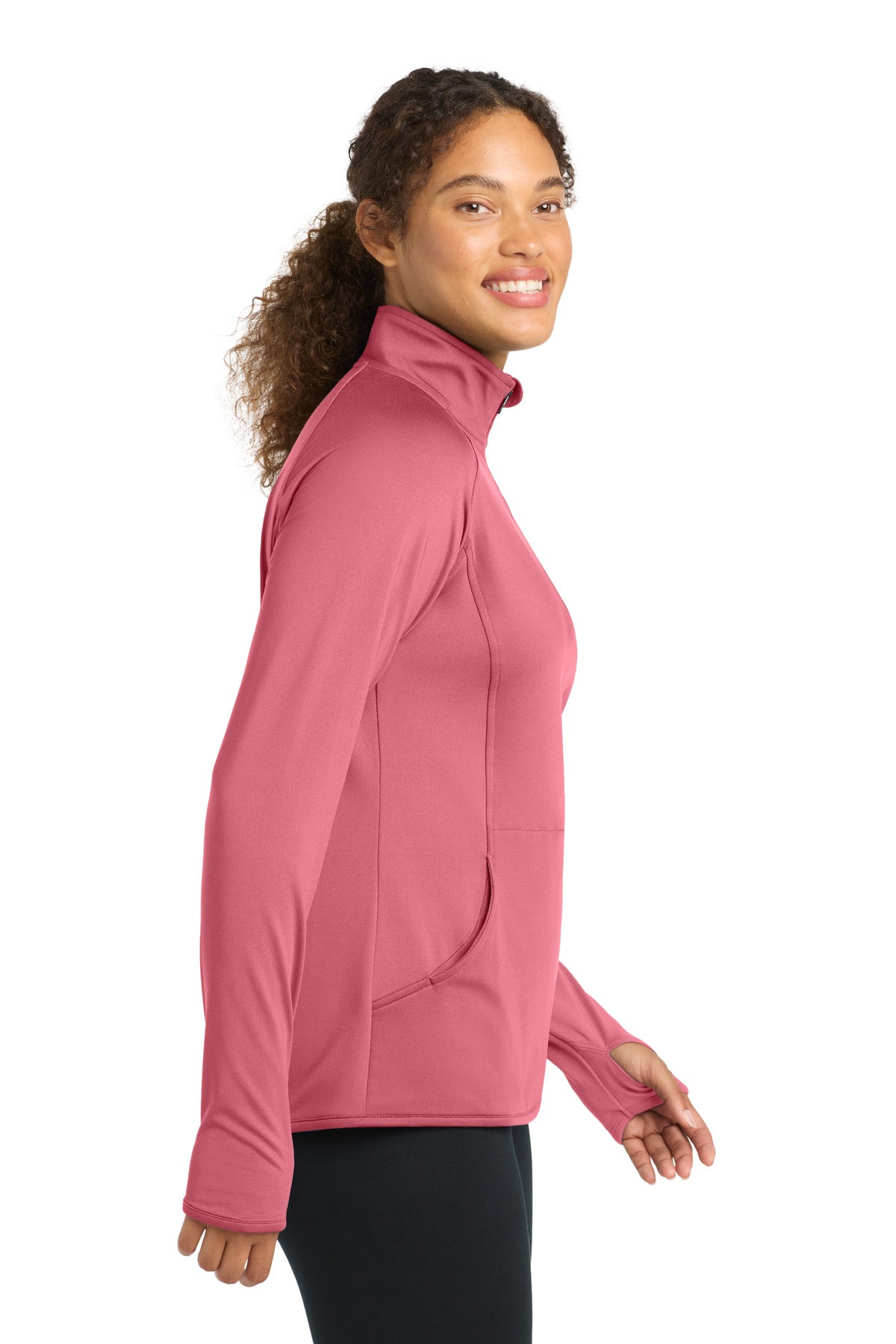 Dusty Rose Sport-Tek Women's Sport-Wick Stretch 1/4-Zip Pullover. LST850