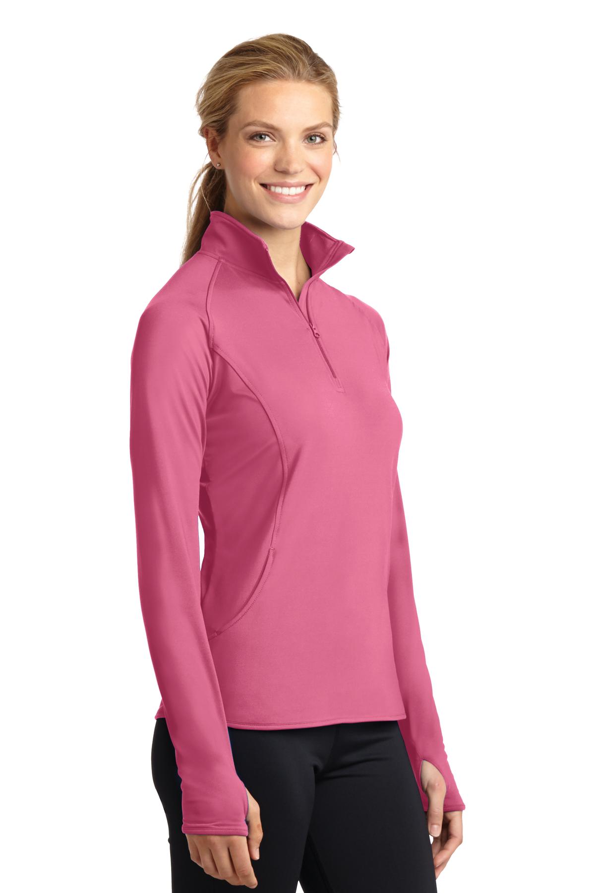 Dusty Rose Sport-Tek Women's Sport-Wick Stretch 1/4-Zip Pullover. LST850