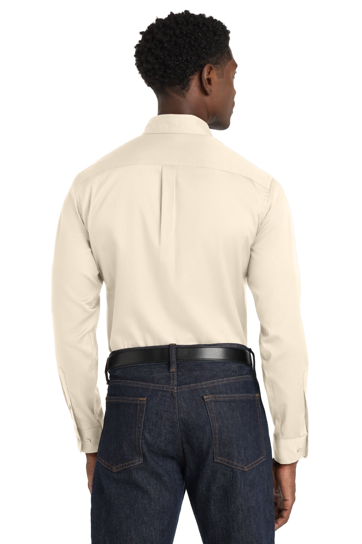 Ecru Port Authority Long Sleeve SuperPro React Twill Shirt. W808