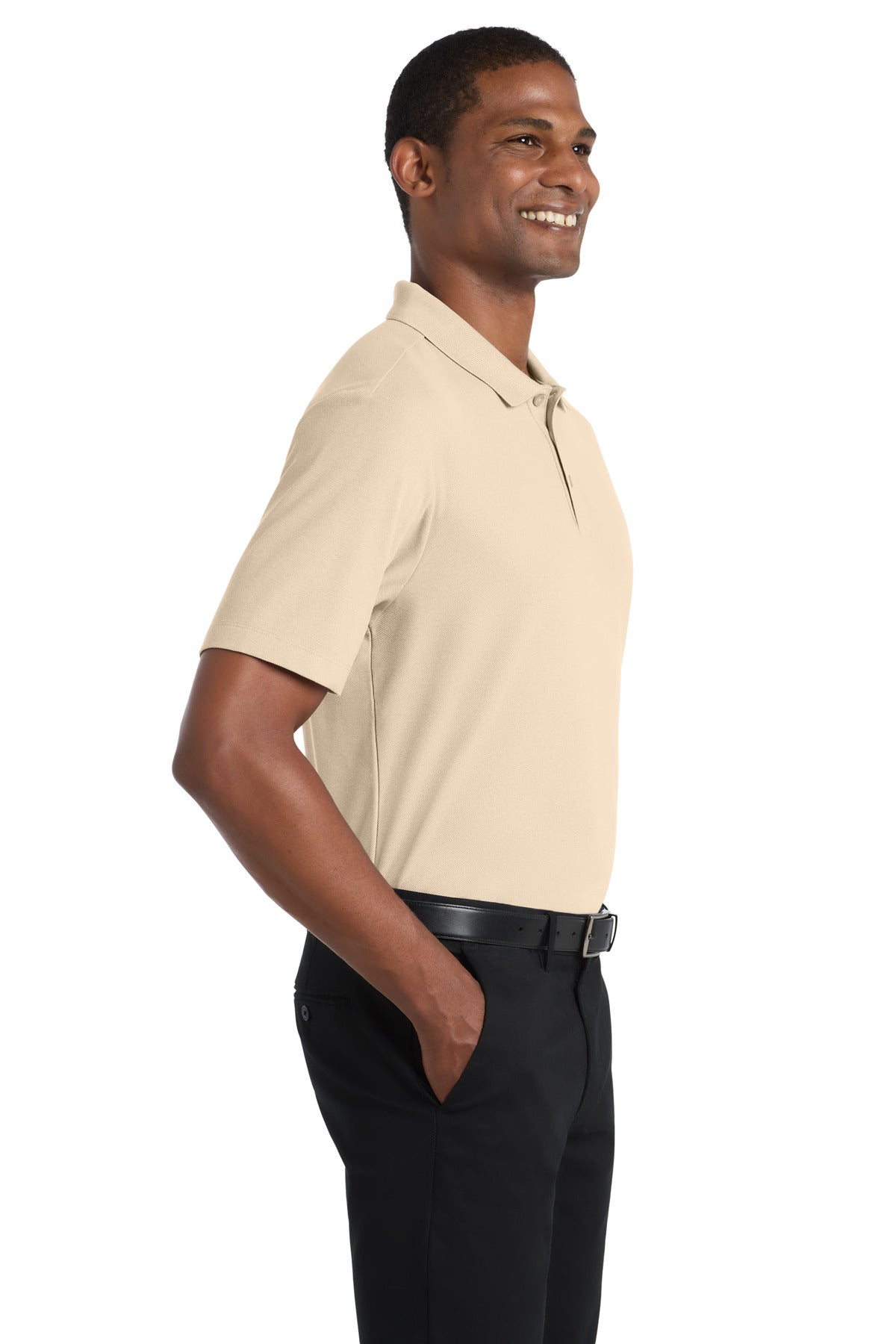 Ecru Port Authority SuperPro React Polo. K810