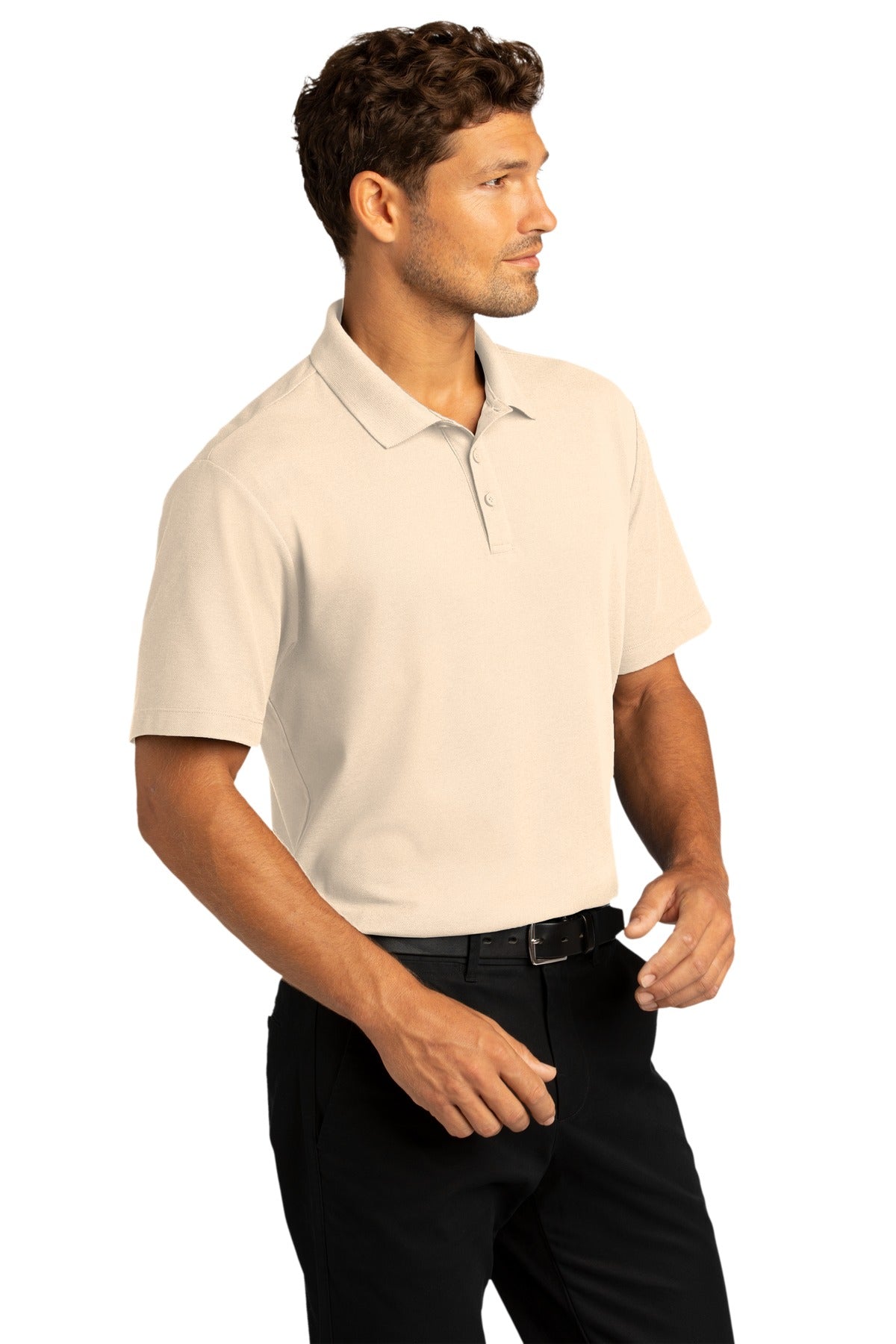 Ecru Port Authority SuperPro React Polo. K810