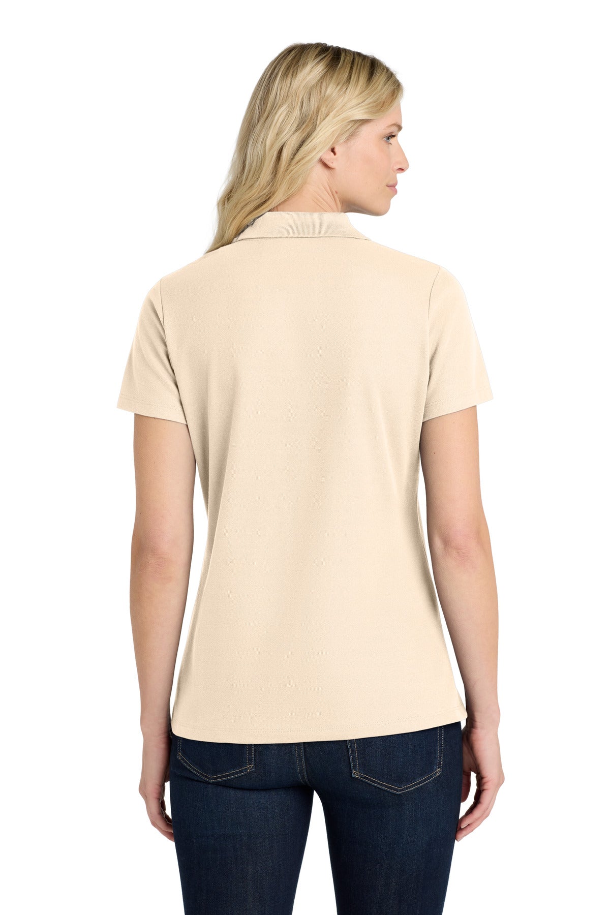 Ecru Port Authority Women's SuperPro React Polo. LK810