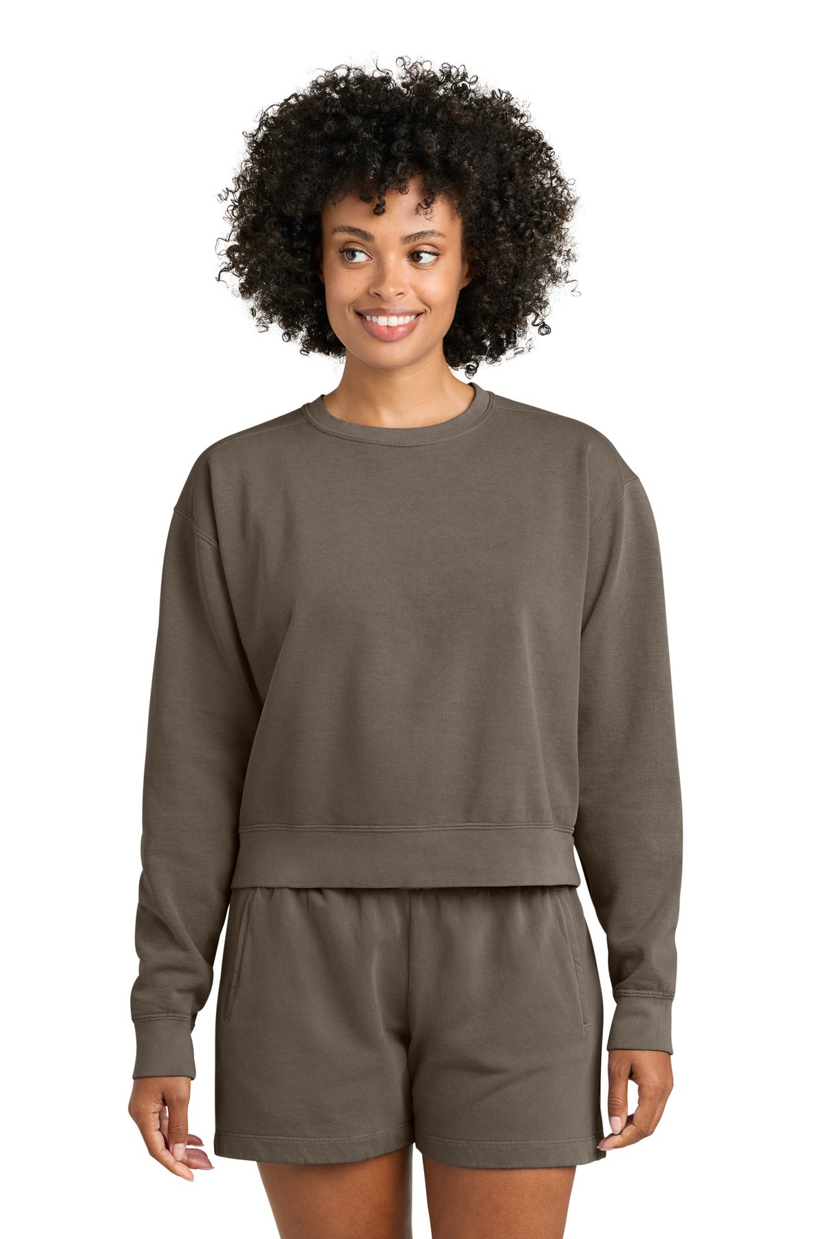 Espresso Comfort Colors Women's Mid-Length Crewneck Sweatshirt 1566L