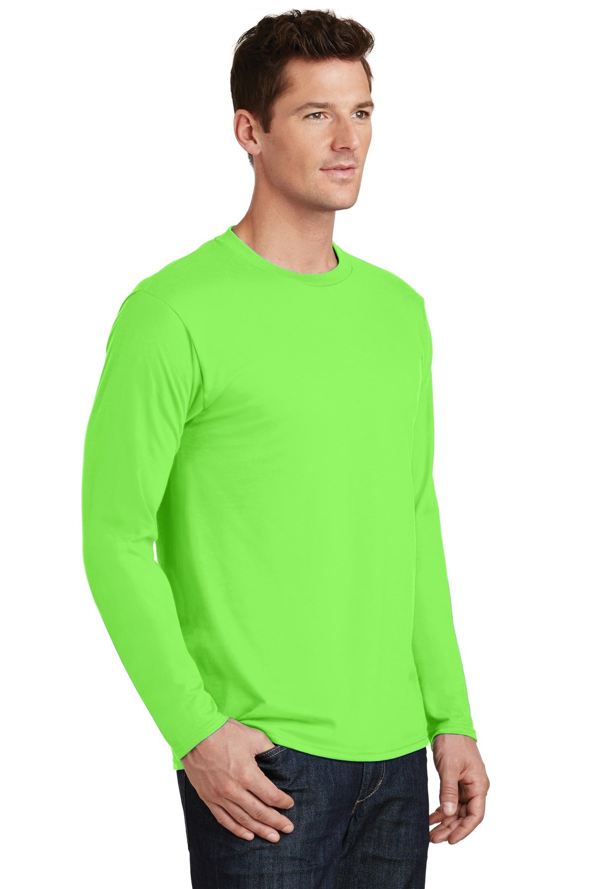 Flash Green Port & Co Long Sleeve Fan Favorite Tee. PC450LS