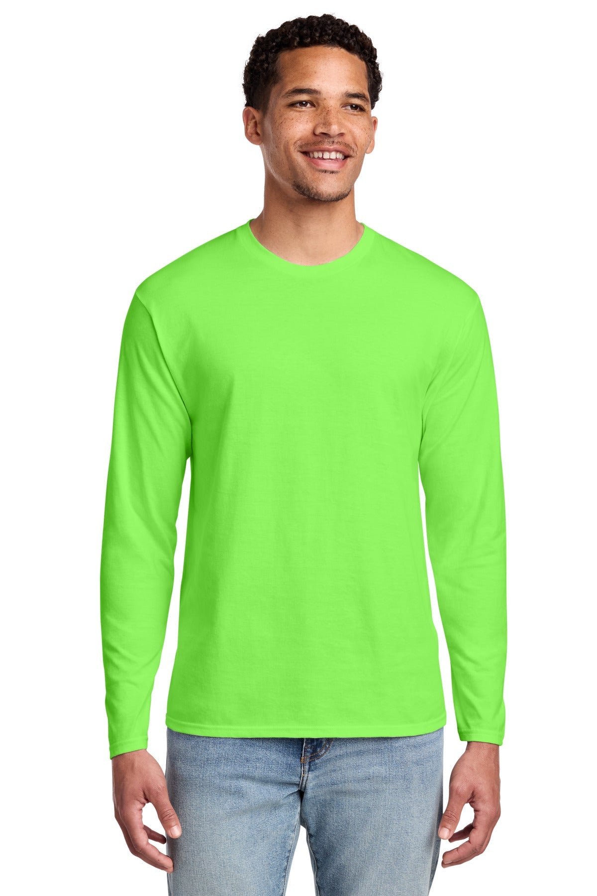 Flash Green Port & Co Long Sleeve Fan Favorite Tee. PC450LS