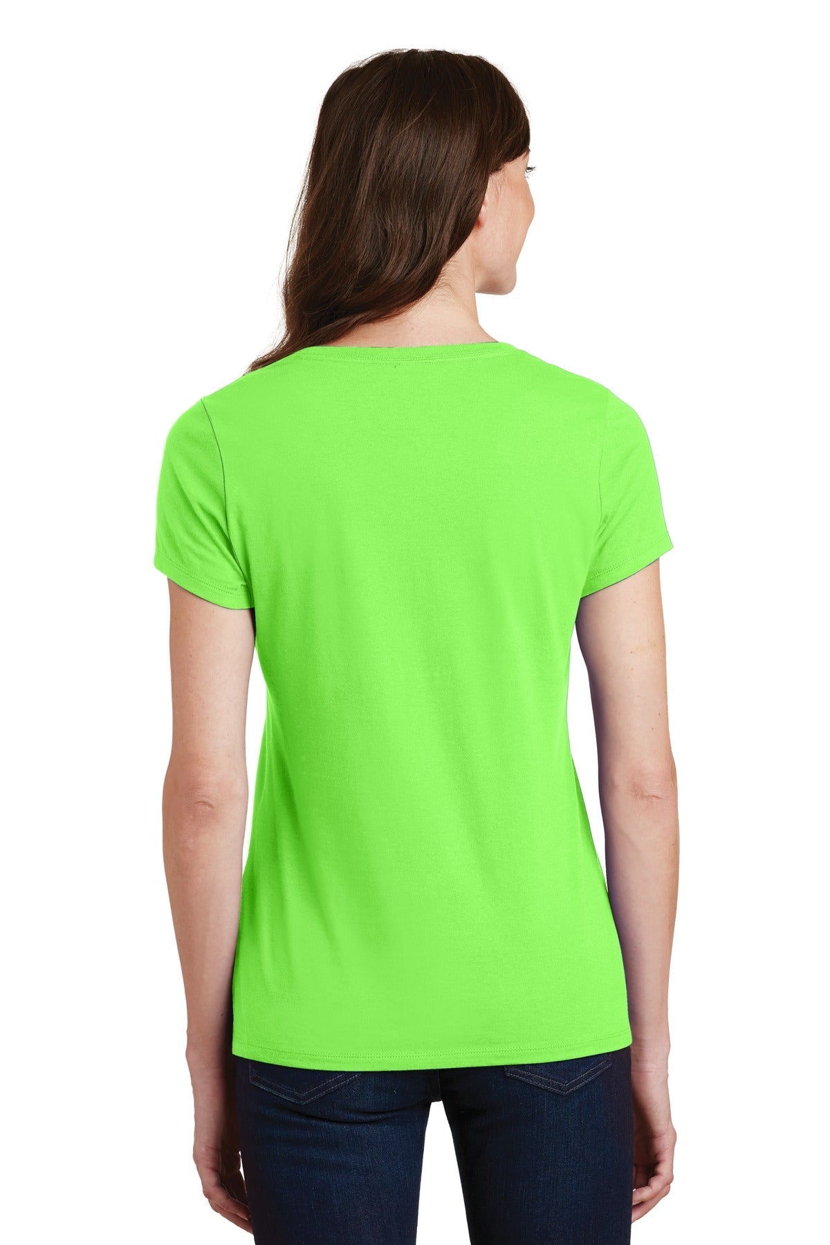 Flash Green Port & Co Women's Fan Favorite V-Neck Tee. LPC450V
