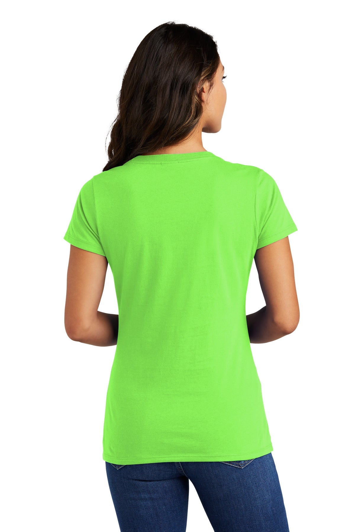 Flash Green Port & Co Women's Fan Favorite V-Neck Tee. LPC450V