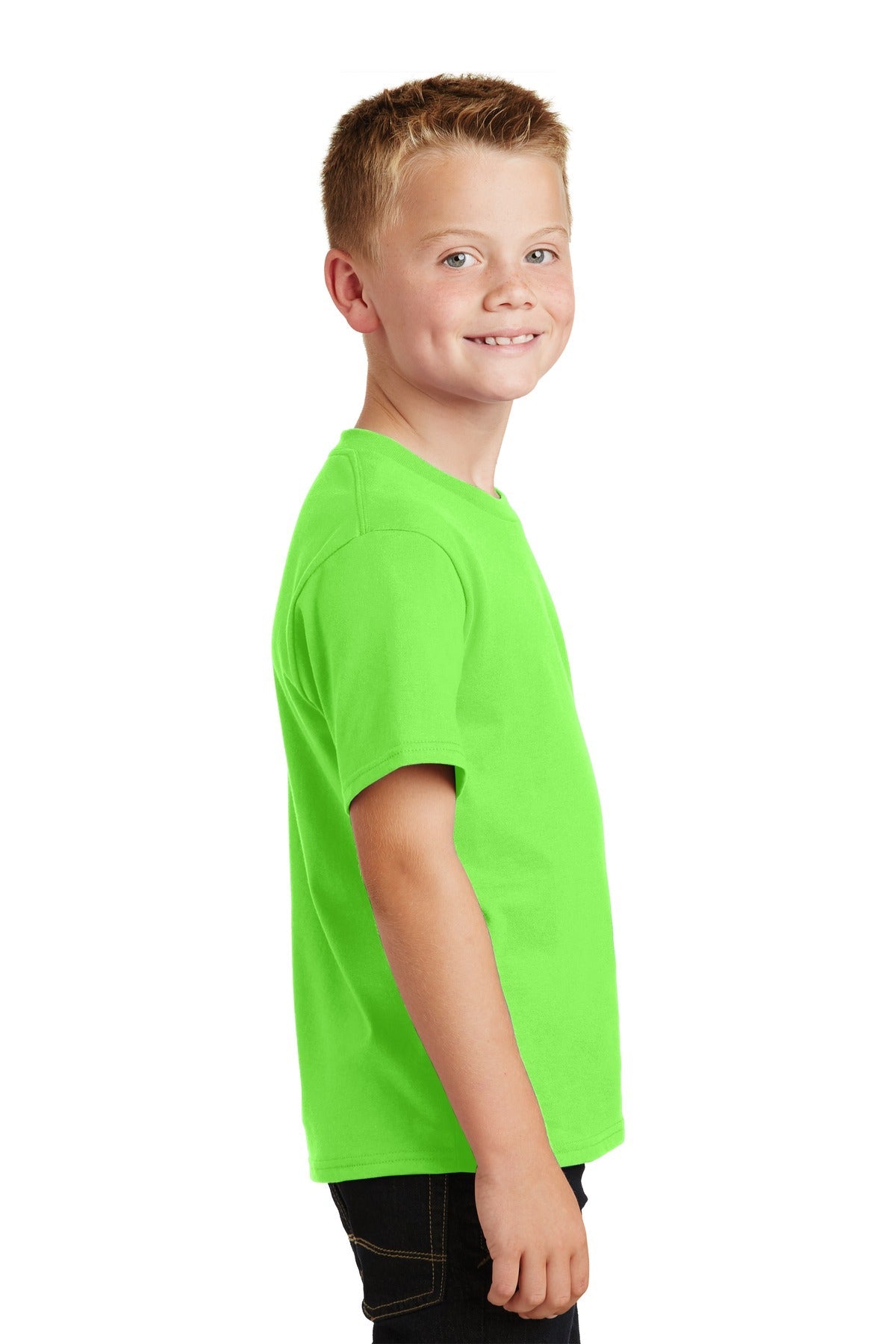 Flash Green Port & Co Youth Fan Favorite Tee. PC450Y