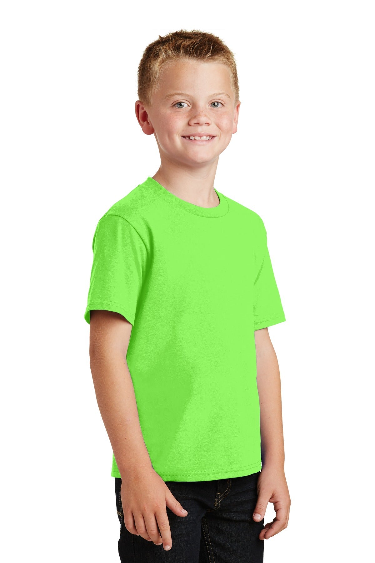 Flash Green Port & Co Youth Fan Favorite Tee. PC450Y