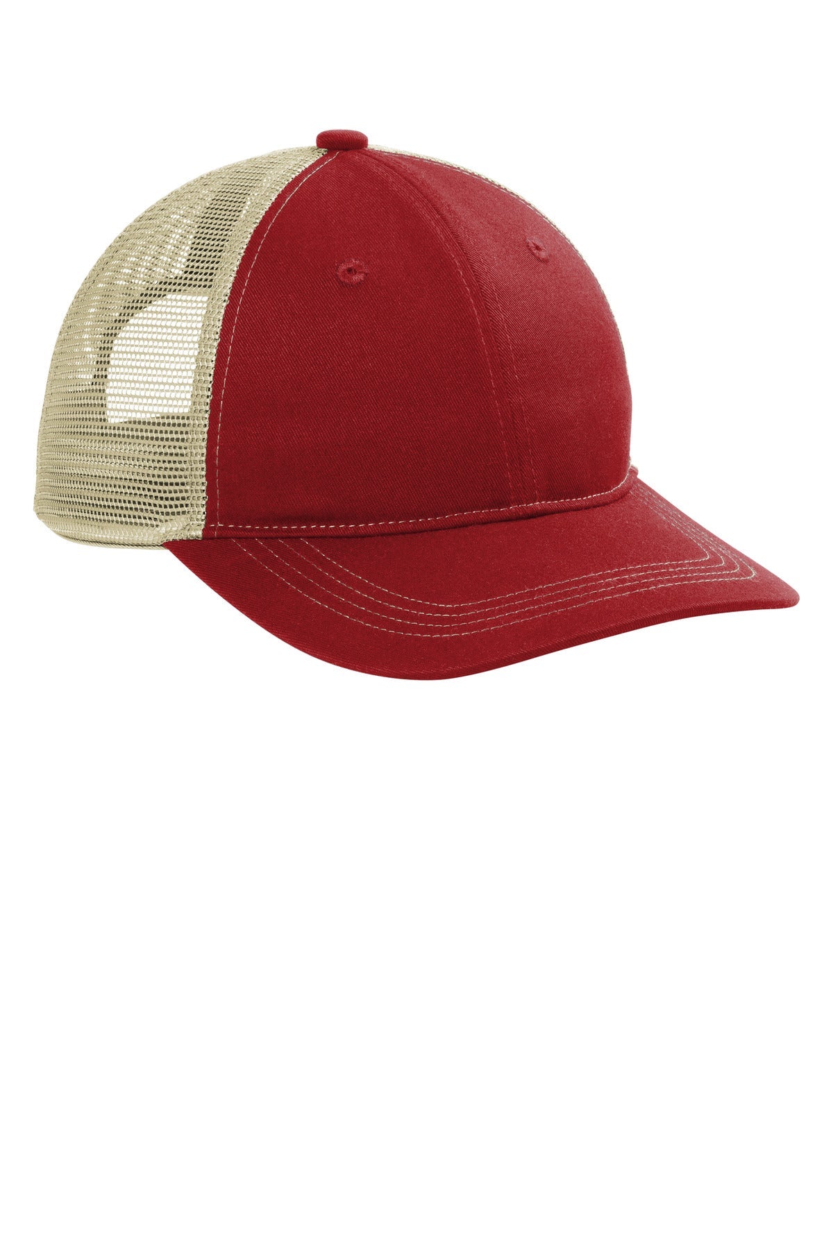 FlmRed/Tan Port Authority Unstructured Snapback Trucker Cap C409