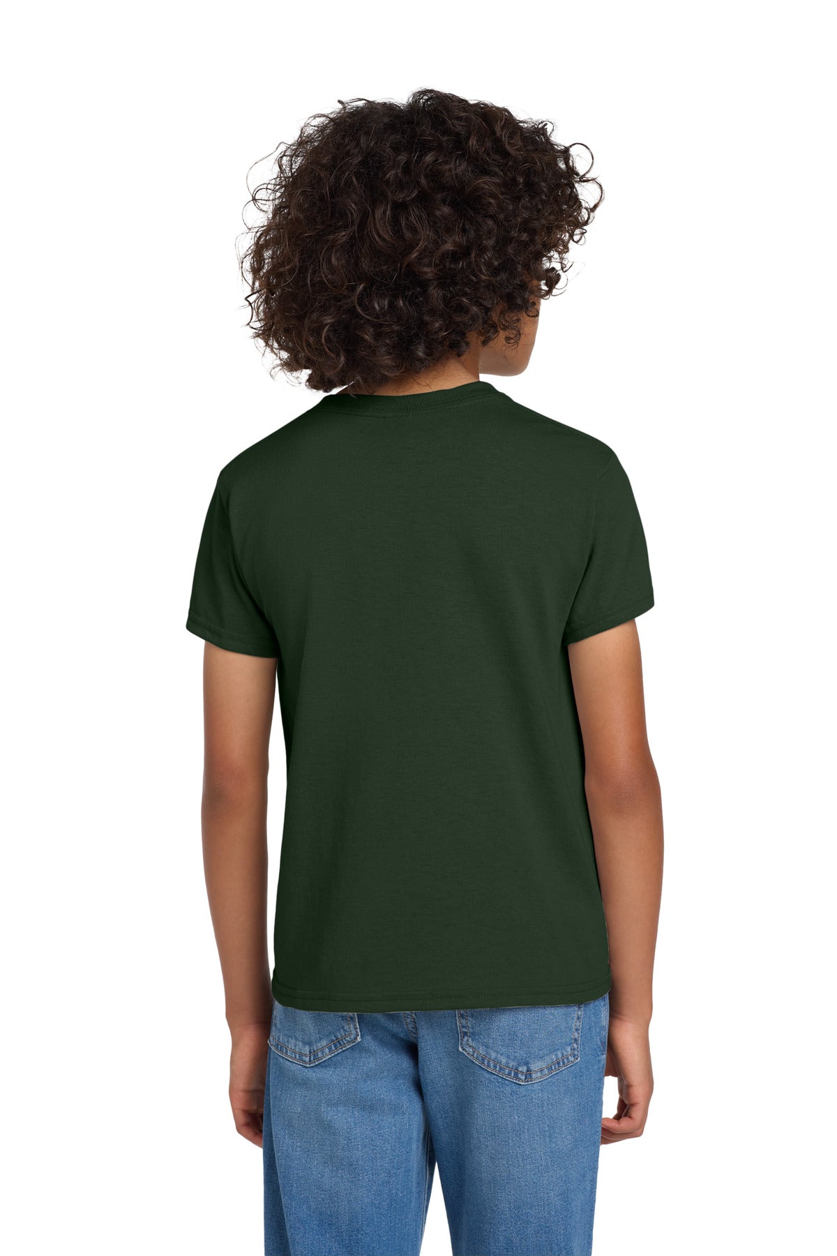 Forest Gildan Youth DryBlend 50 Cotton/50 Poly T-Shirt. 8000B
