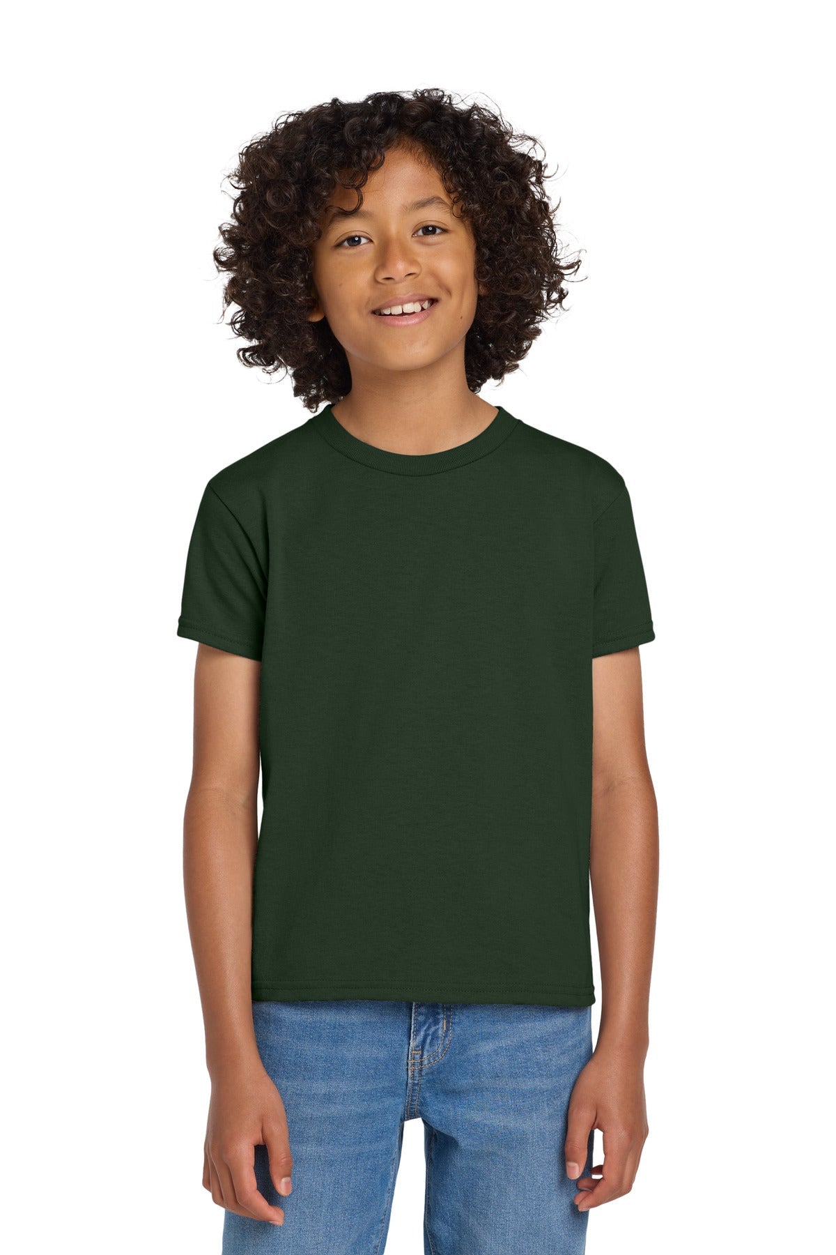 Forest Gildan Youth DryBlend 50 Cotton/50 Poly T-Shirt. 8000B