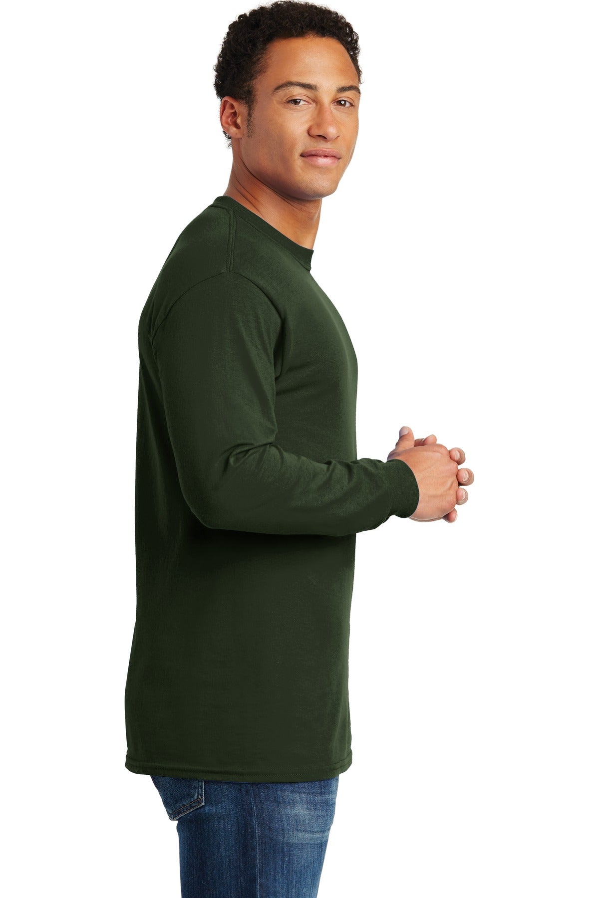 Forest Green Gildan - Heavy Cotton 100% Cotton Long Sleeve T-Shirt. 5400