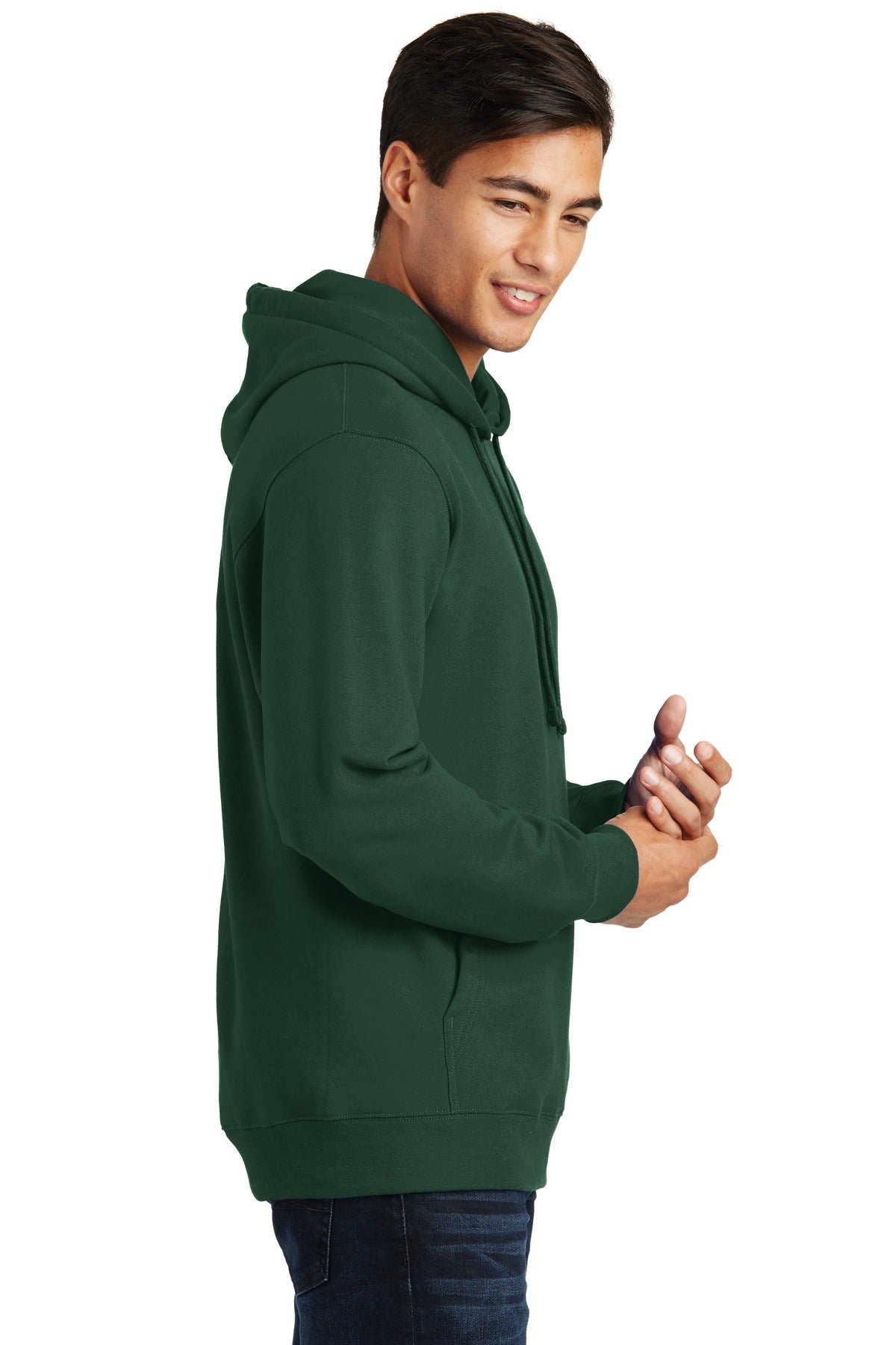 Forest Green Port & Co Fan Favorite Fleece Pullover Hooded Sweatshirt. PC850H