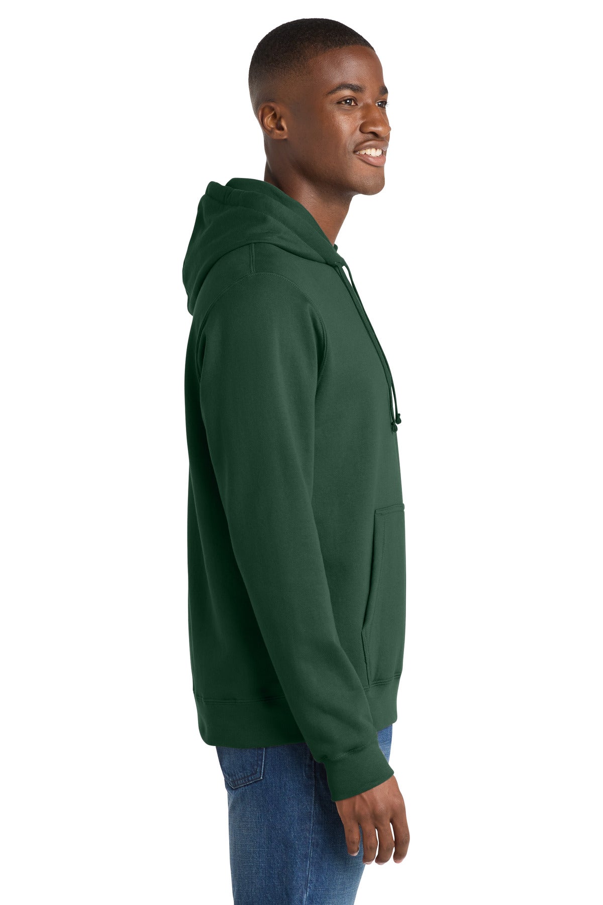 Forest Green Port & Co Fan Favorite Fleece Pullover Hooded Sweatshirt. PC850H
