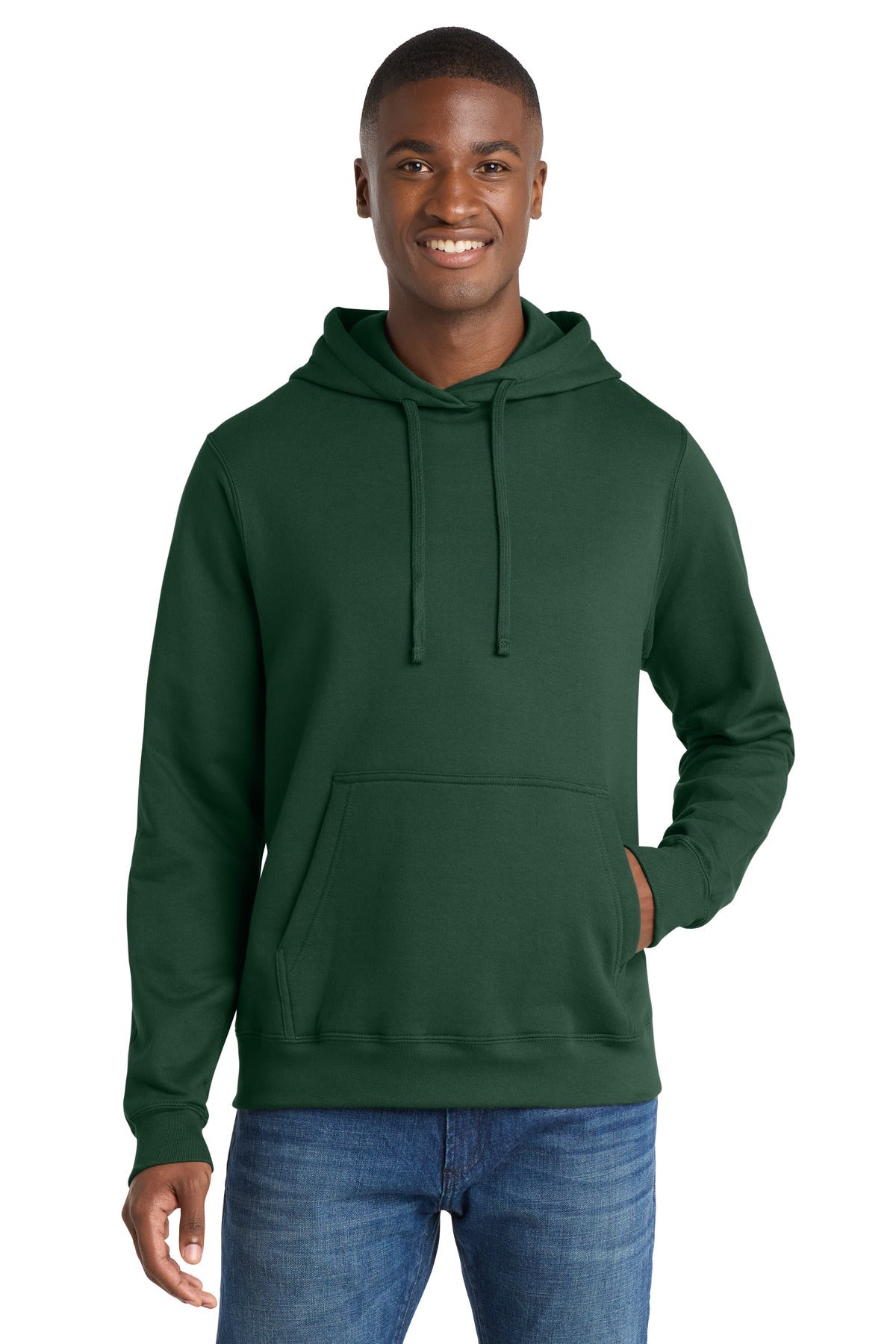 Forest Green Port & Co Fan Favorite Fleece Pullover Hooded Sweatshirt. PC850H