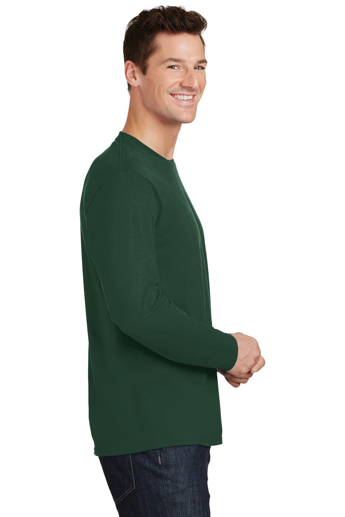 Forest Green Port & Co Long Sleeve Fan Favorite Tee. PC450LS