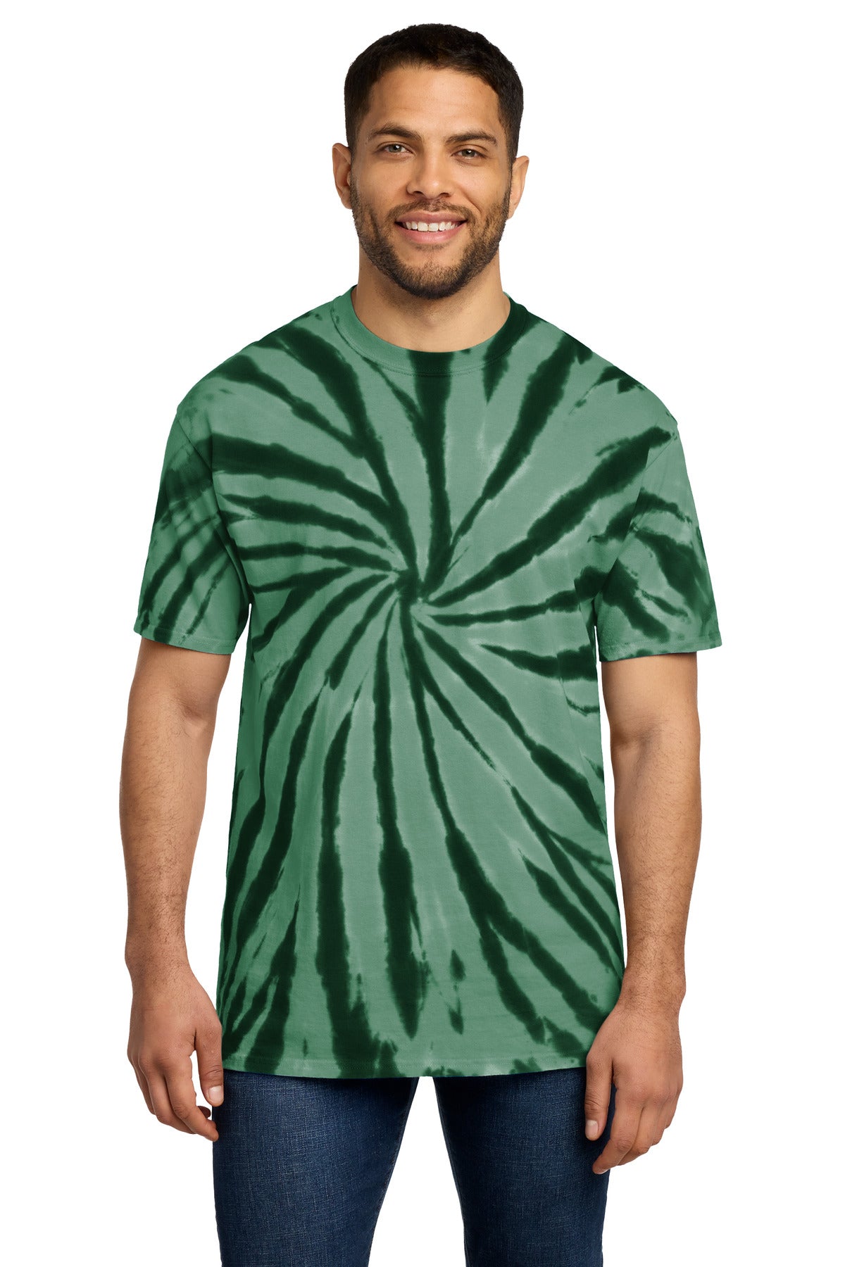 Forest Green Port & Co Tie-Dye Tee. PC147