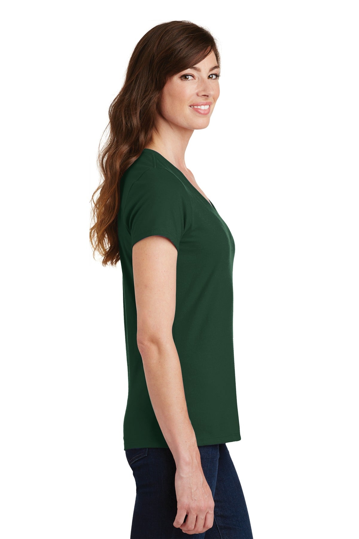 Forest Green Port & Co Women's Fan Favorite V-Neck Tee. LPC450V
