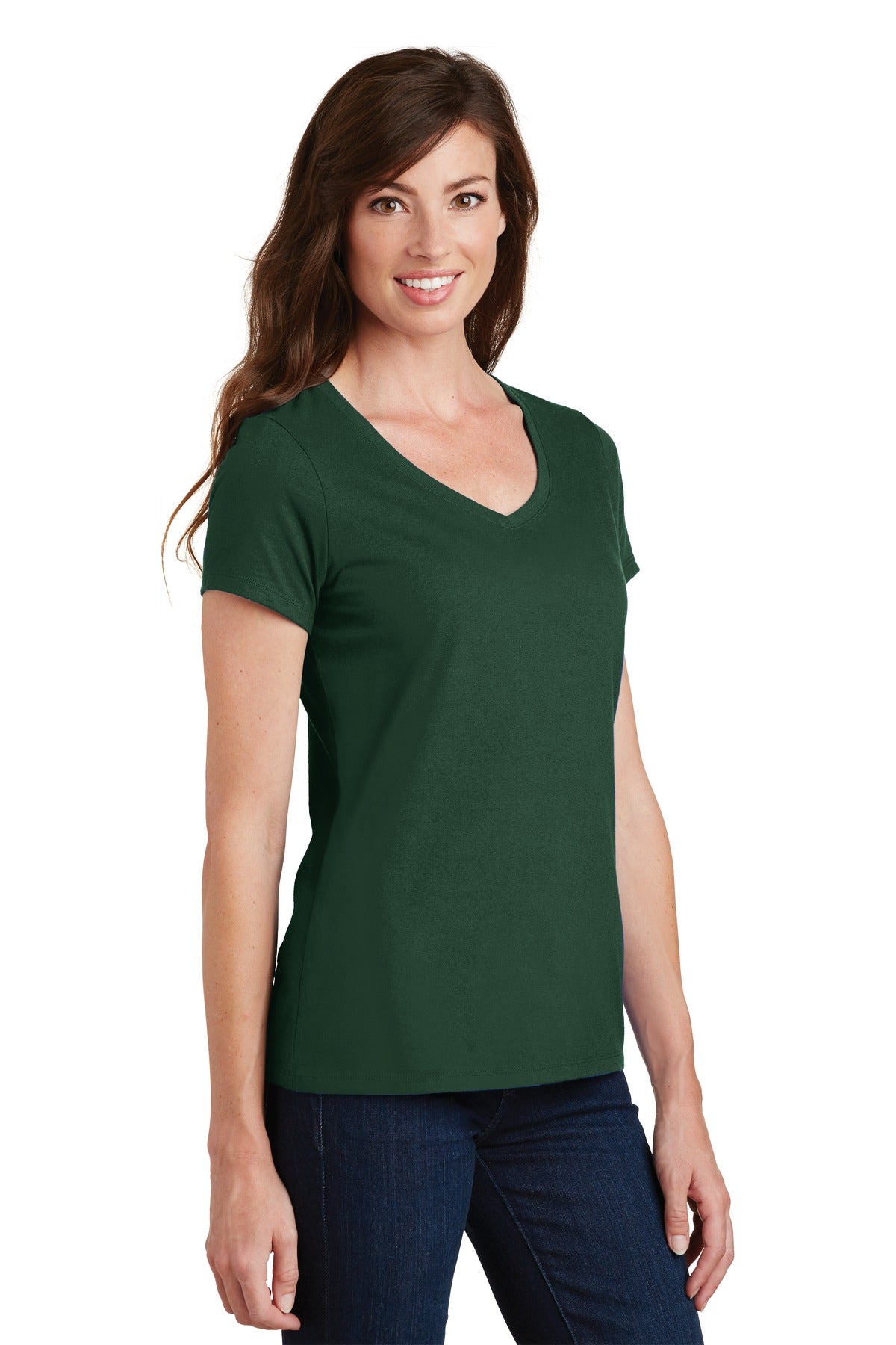 Forest Green Port & Co Women's Fan Favorite V-Neck Tee. LPC450V