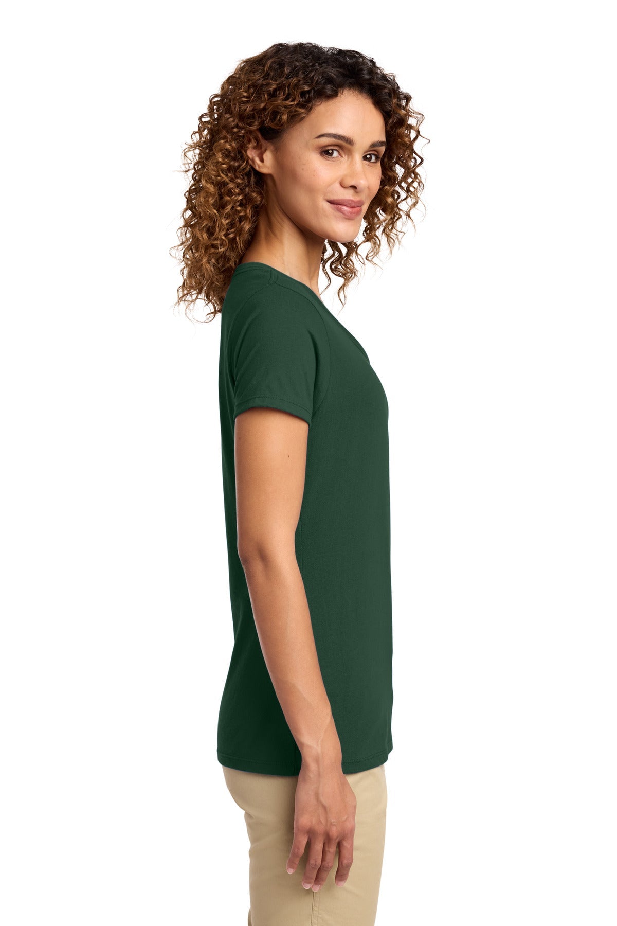 Forest Green Port & Co Women's Fan Favorite V-Neck Tee. LPC450V