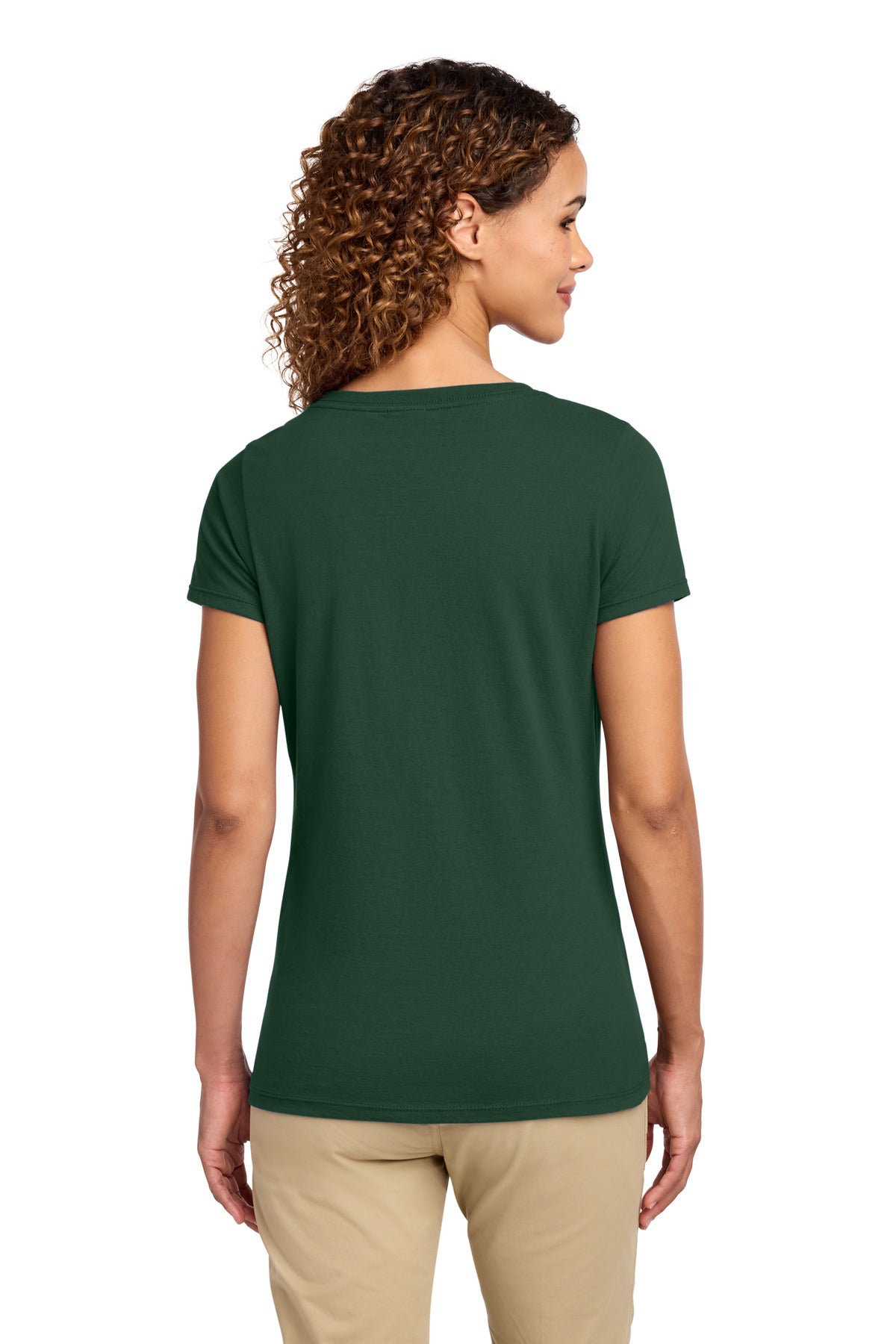 Forest Green Port & Co Women's Fan Favorite V-Neck Tee. LPC450V