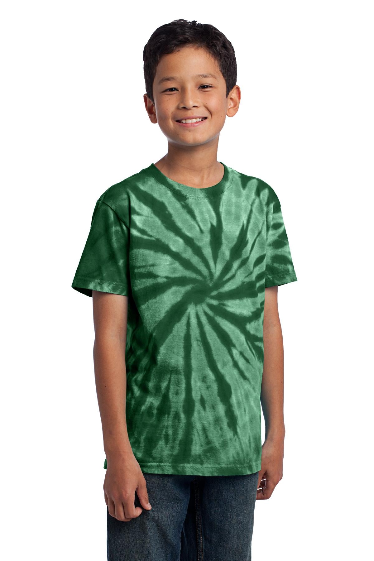 Forest Green Port & Co Youth Tie-Dye Tee. PC147Y