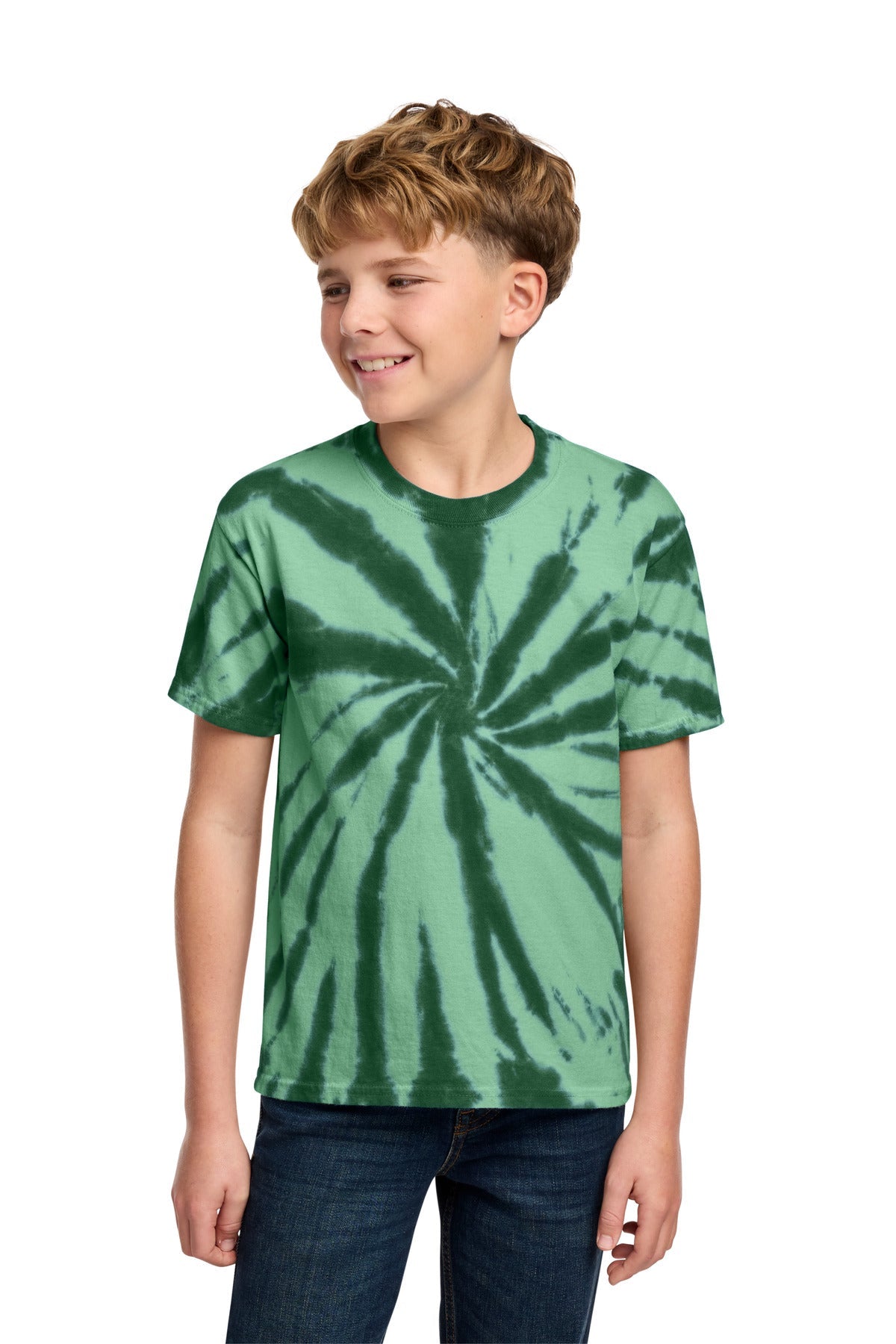 Forest Green Port & Co Youth Tie-Dye Tee. PC147Y