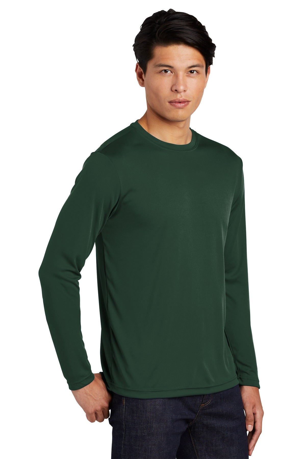 Forest Green Sport-Tek Long Sleeve PosiCharge Competitor Tee. ST350LS