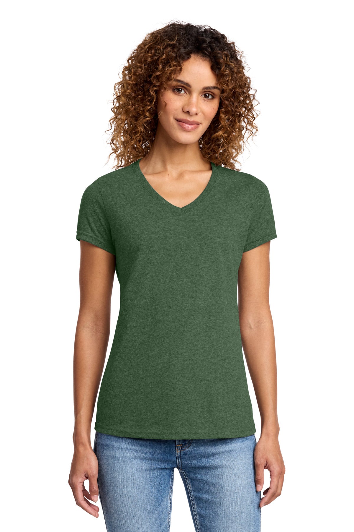 Forest Grn Hth Port & Co Women's Fan Favorite Blend V-Neck Tee. LPC455V
