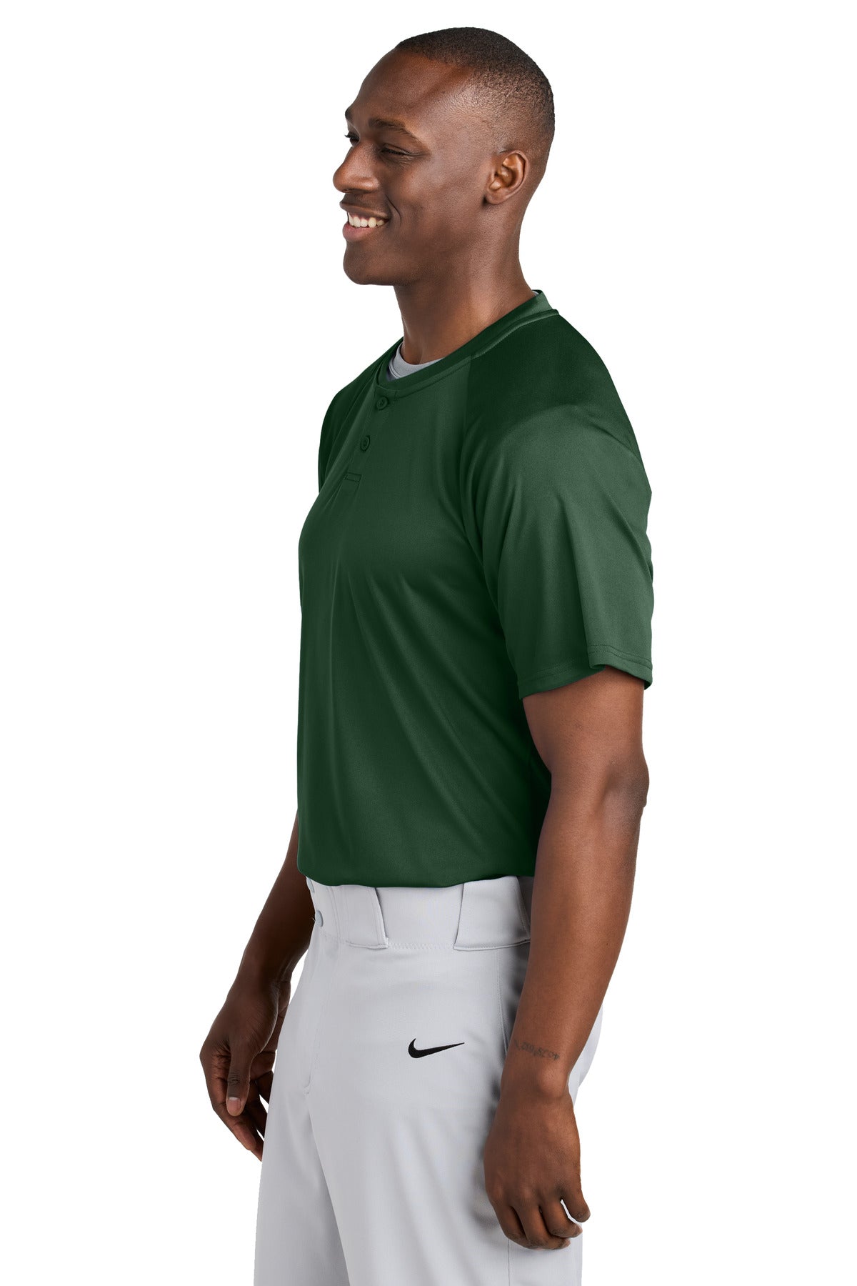 ForestGrn Sport-Tek PosiCharge Competitor 2-Button Henley ST359