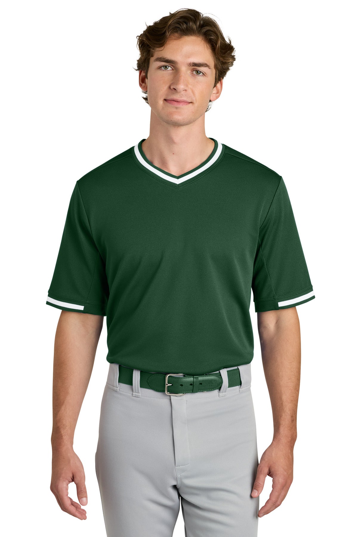 ForestGrn Sport-Tek Tough Mesh V-Neck Baseball Jersey ST221