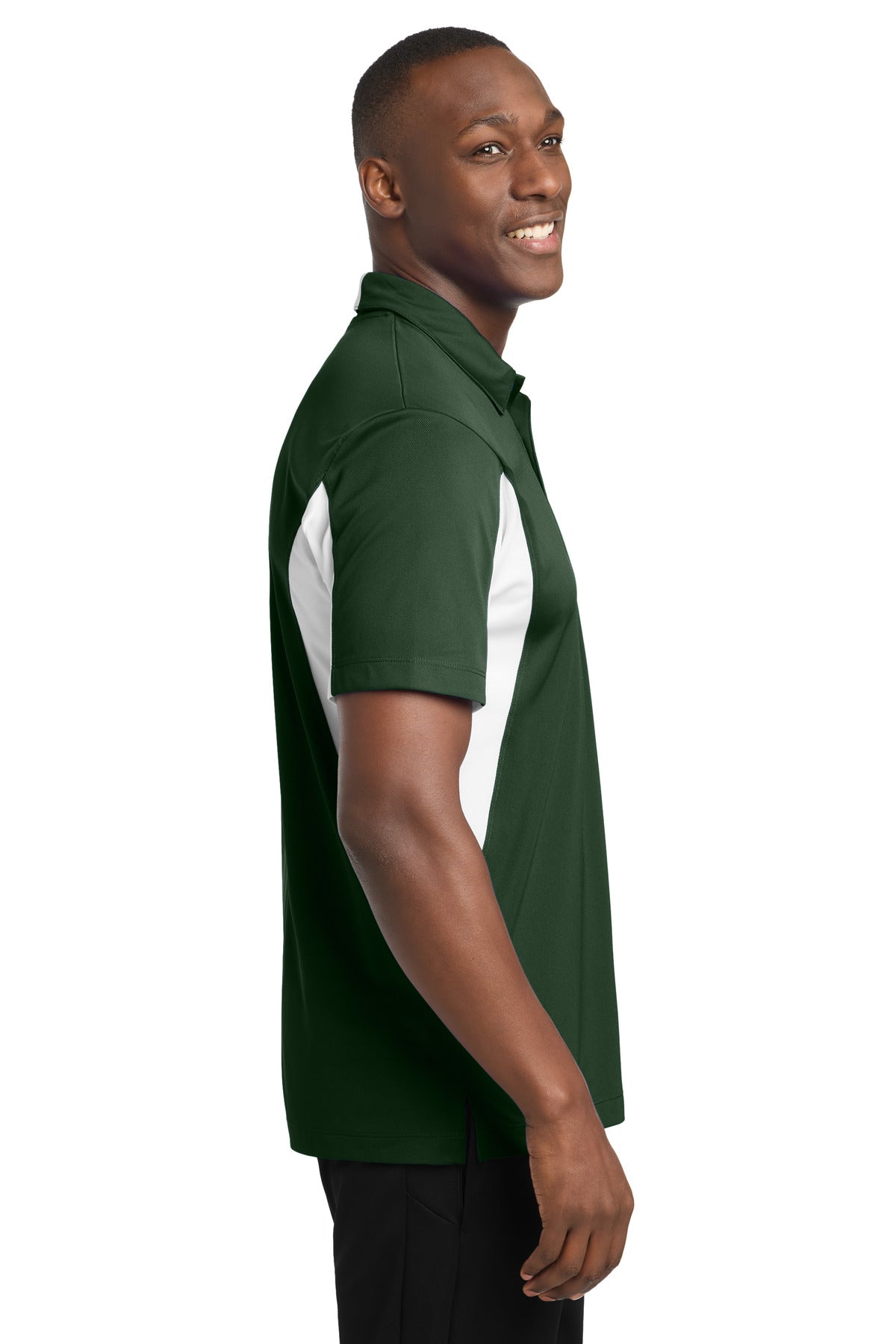 Forest/White Sport-Tek Side Blocked Micropique Sport-Wick Polo. ST655