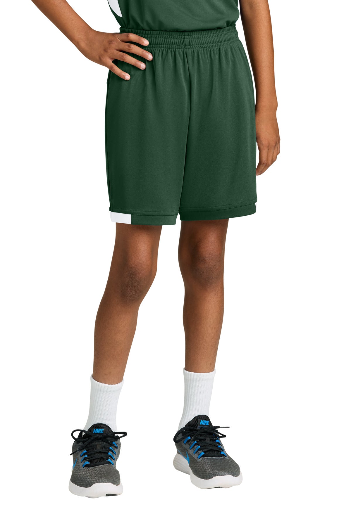 FrGn/White Sport-Tek Youth Club 5" Short YST4420