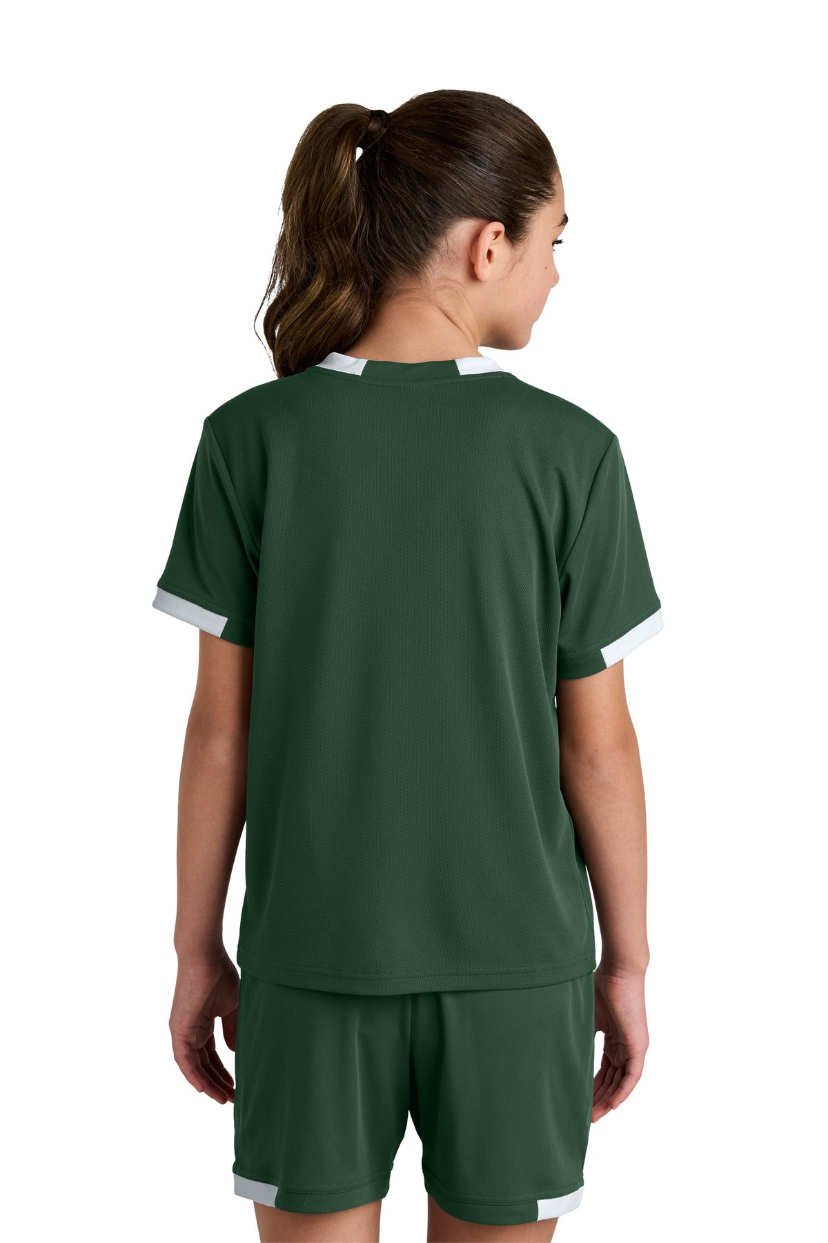 FrGn/White Sport-Tek Youth Club Short Sleeve Crew YST440