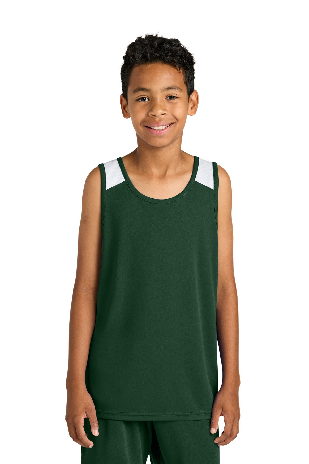 FrGn/White Sport-Tek Youth Club Track Tank YST446
