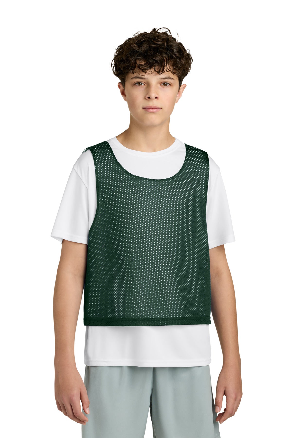 FrGn/White Sport-Tek Youth Lacrosse Reversible Pinnie YST512
