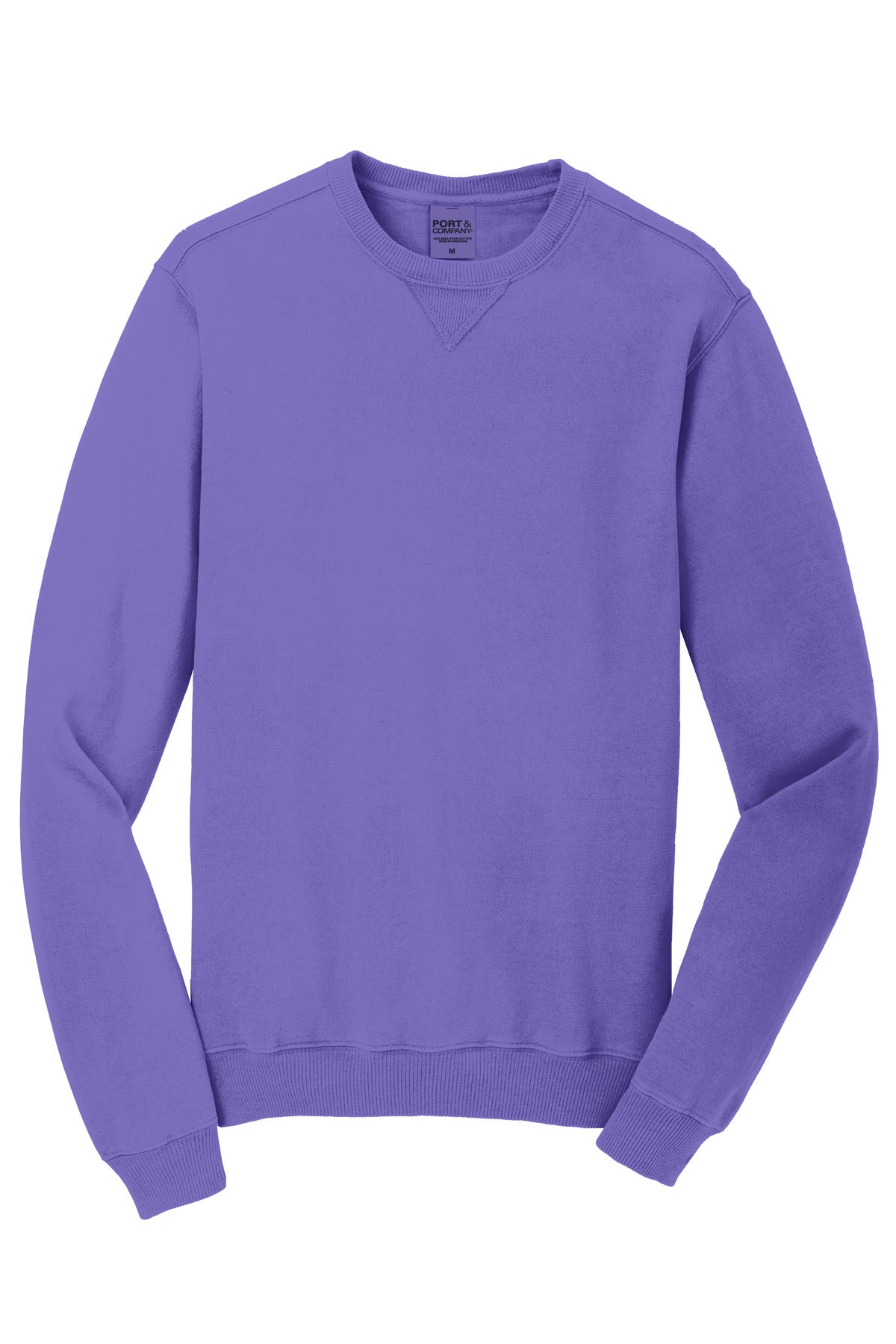 Front View of Amethyst Port & Co Beach Wash Garment-Dyed Crewneck Sweatshirt PC098